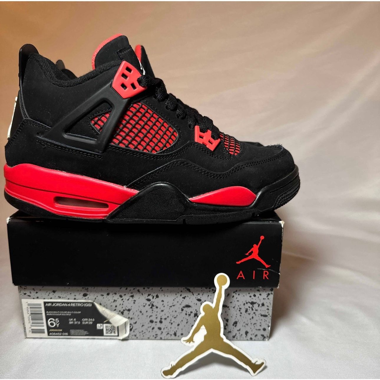 Jordan Brand × Nike Size 6.5 Nike Air Jordan 4 Retro GS Red Thunder Men's Shoes Size US 6.5 / EU 39-40 - 1 Thumbnail