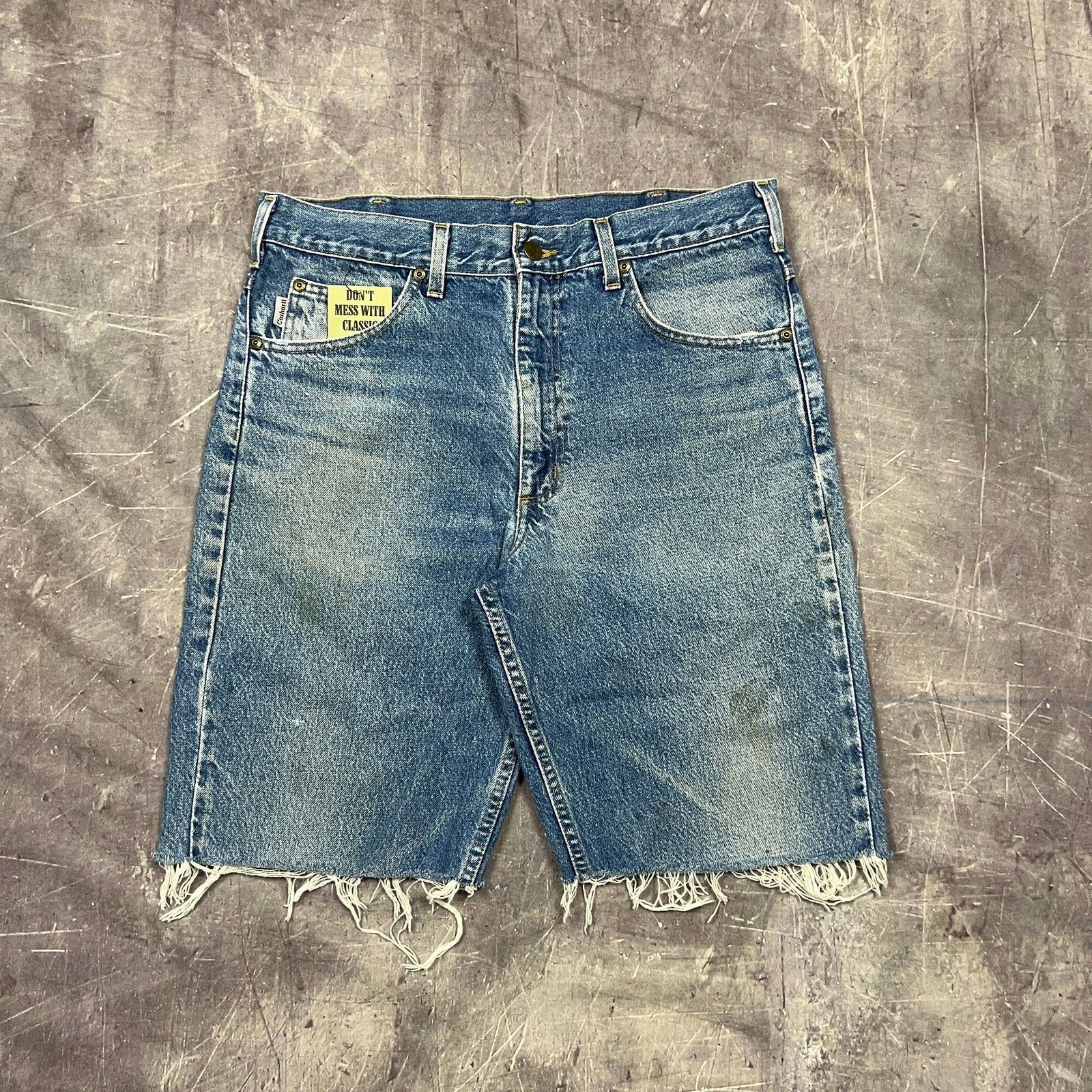 Carhartt × Vintage 90s Light Wash Carhartt Denim Jean Shorts 35x10 AY70 Size US 35 - 1 Thumbnail