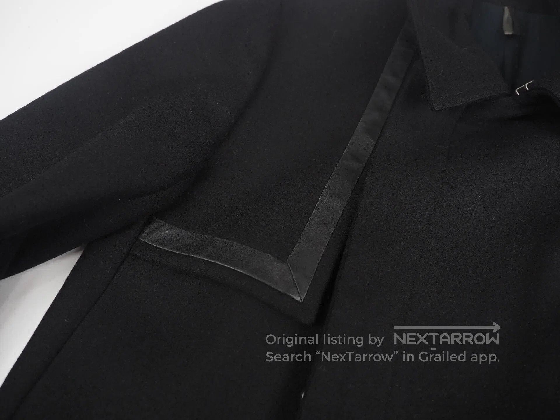 Dior black wool blend coat with leather details. Size US L / EU 52-54 / 3 - 7 Thumbnail