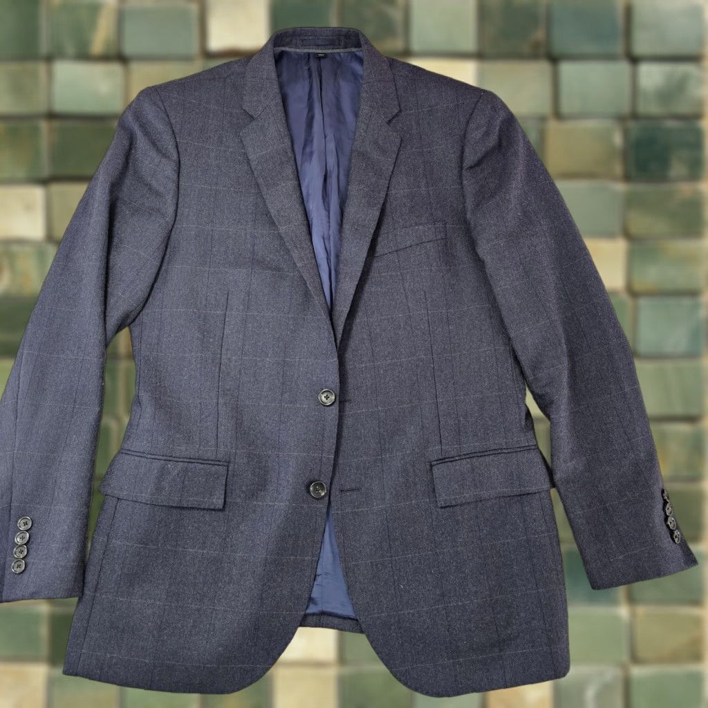 J.Crew J.Crew Blazer Mens 42R Navy Check Windowpane Ludlow Italian Wool Sport Coat Jacket Size 42R - 1 Thumbnail