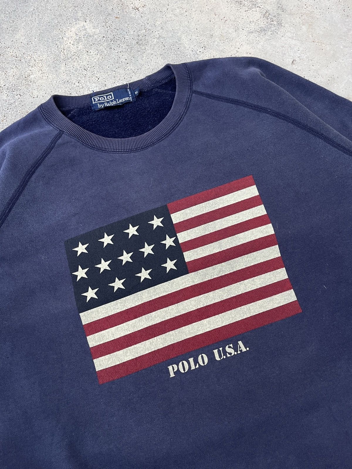 Polo Ralph Lauren × Ralph Lauren Vintage Polo Ralph Lauren USA Flag Sweatshirt Size US XL / EU 56 / 4 - 5 Thumbnail