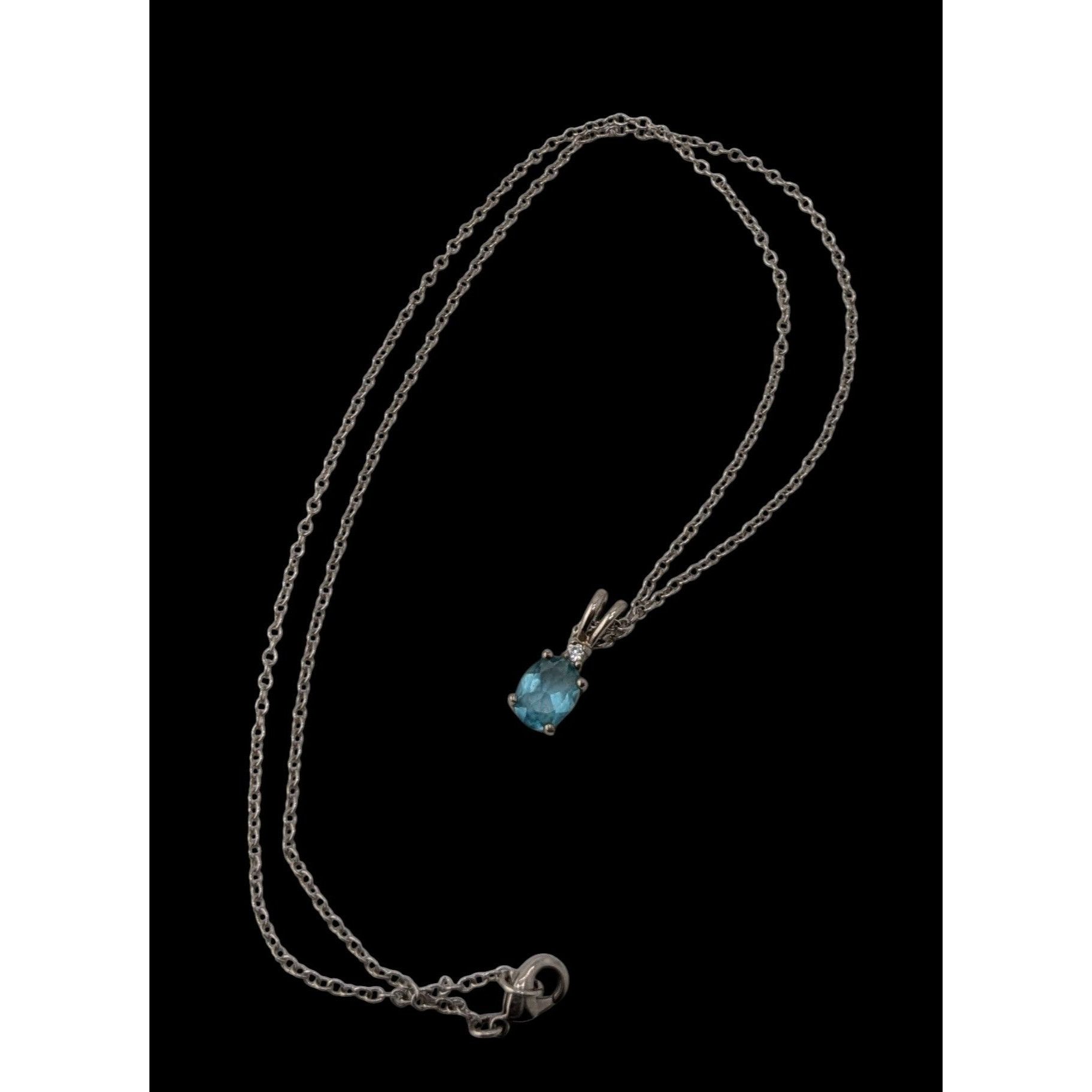Other Elegant Silver Tone Necklace With Blue Topaz Oval Pendant An Size ONE SIZE - 3 Thumbnail