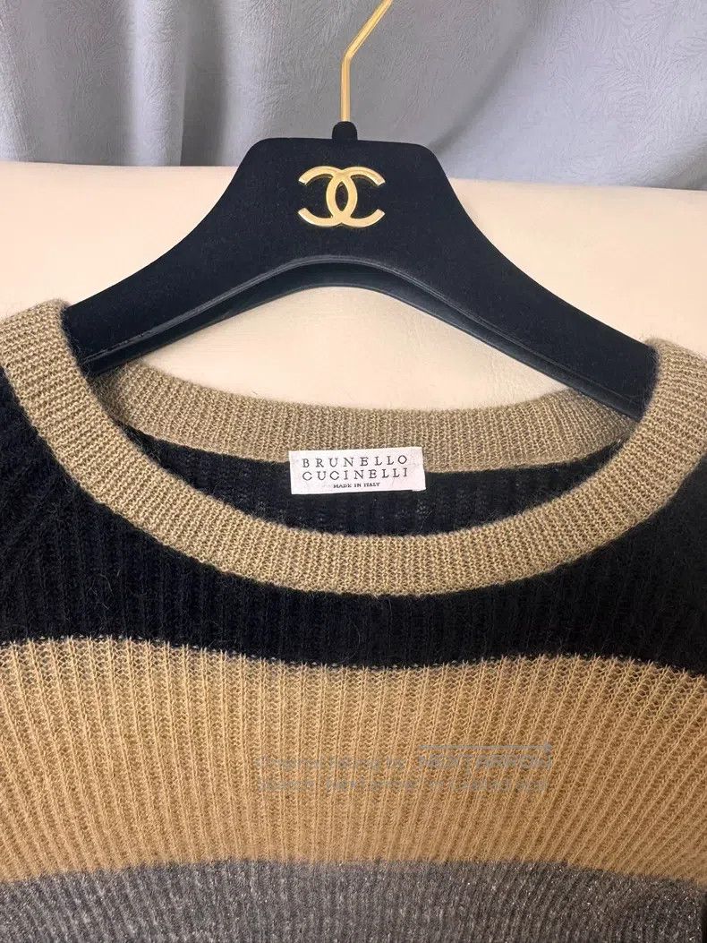 Brunello Cucinelli Brunello Cucinelli Striped Wool Knit Top Size S / US 4 / IT 40 - 5 Thumbnail