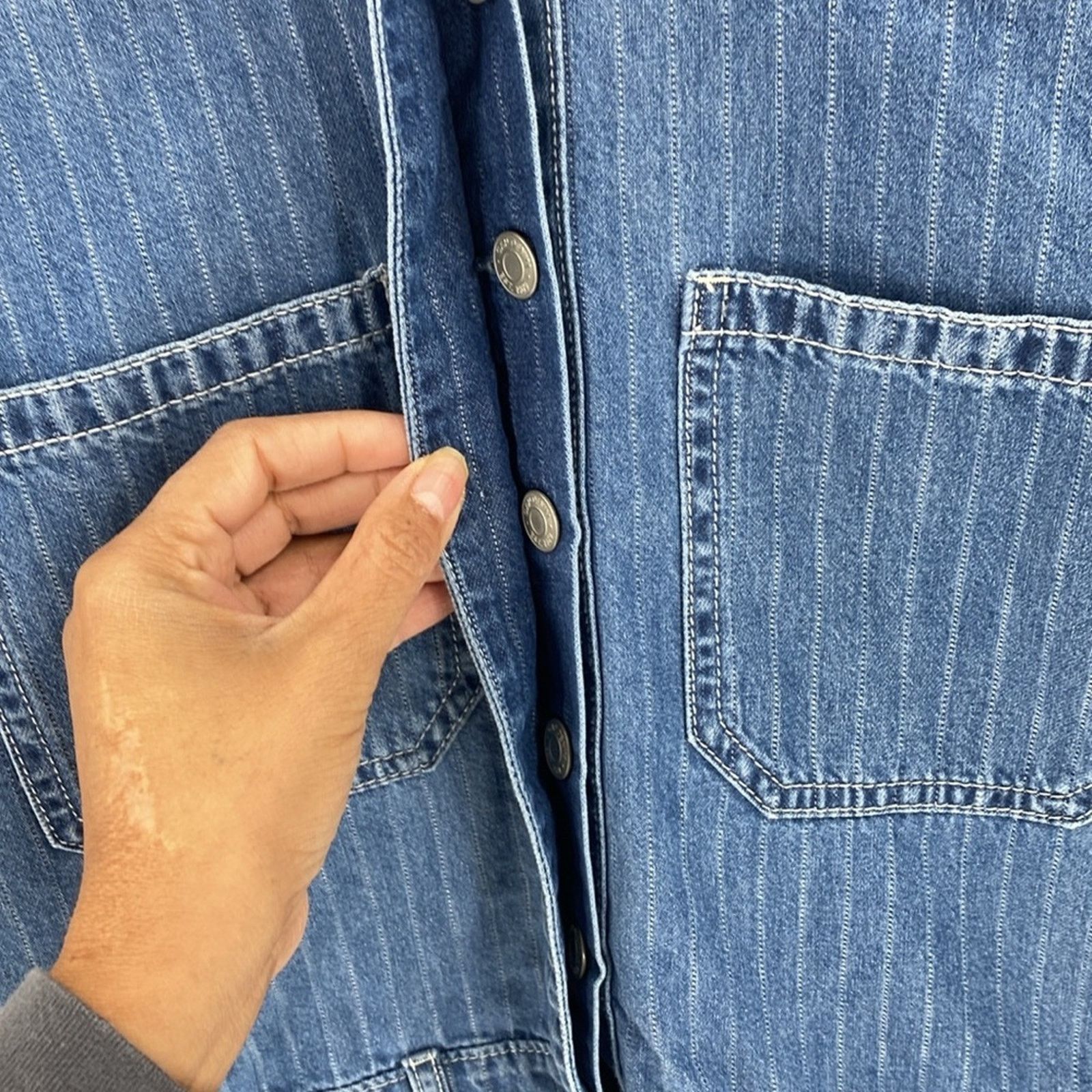 Gap GAP denim utility romper long sleeve pockets casual size 4 Size 27" / US 4 / IT 40 - 9 Thumbnail