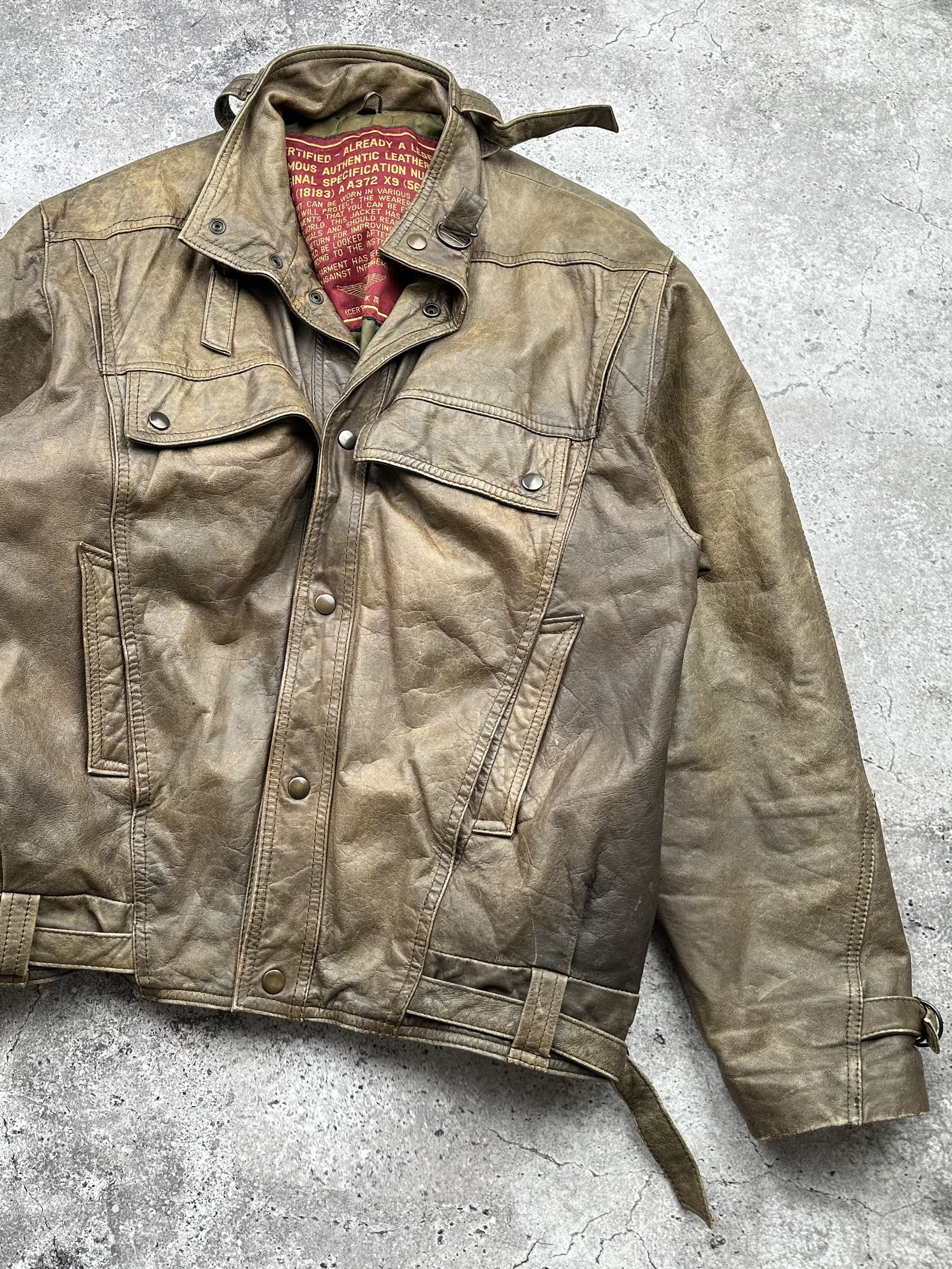Genuine Leather Vintage Bondage Faded Leather Military Jacket C2(V13) Size US M / EU 48-50 / 2 - 3 Thumbnail