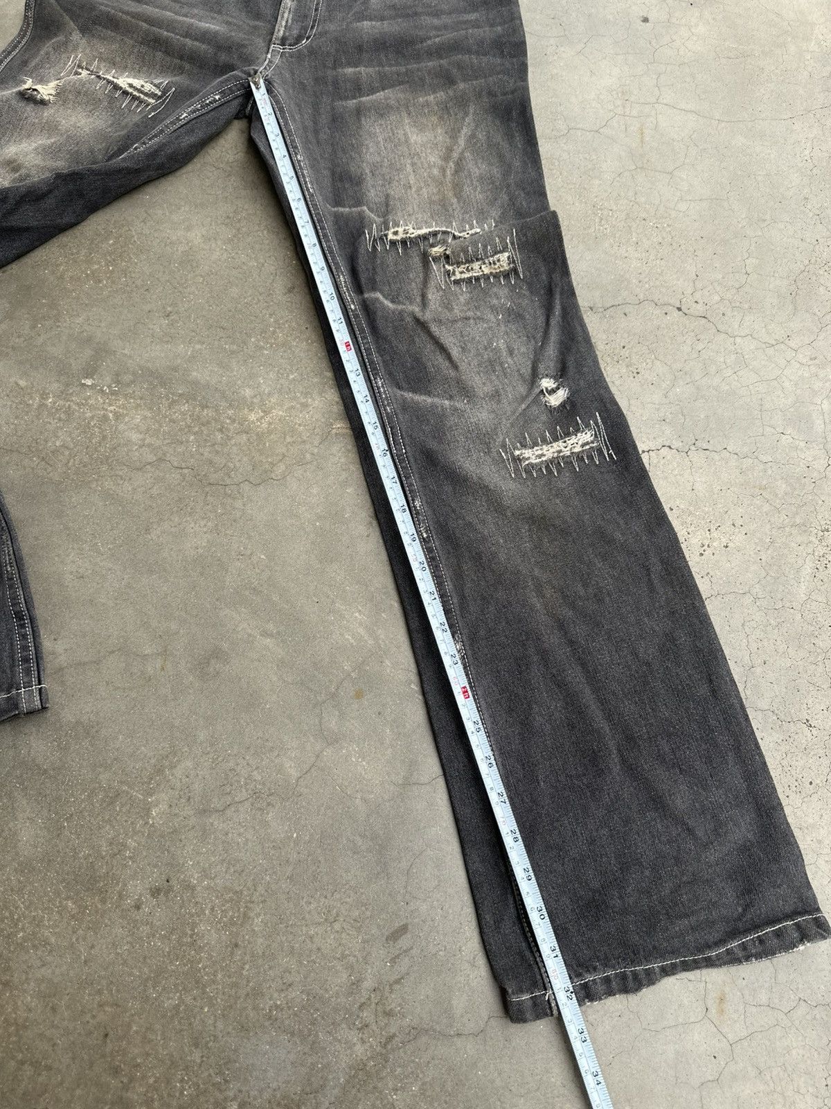 Designer Japanese Brand Zero Sail Distressed Claw Mark Flare Denim Size US 28 / EU 44 - 12 Thumbnail