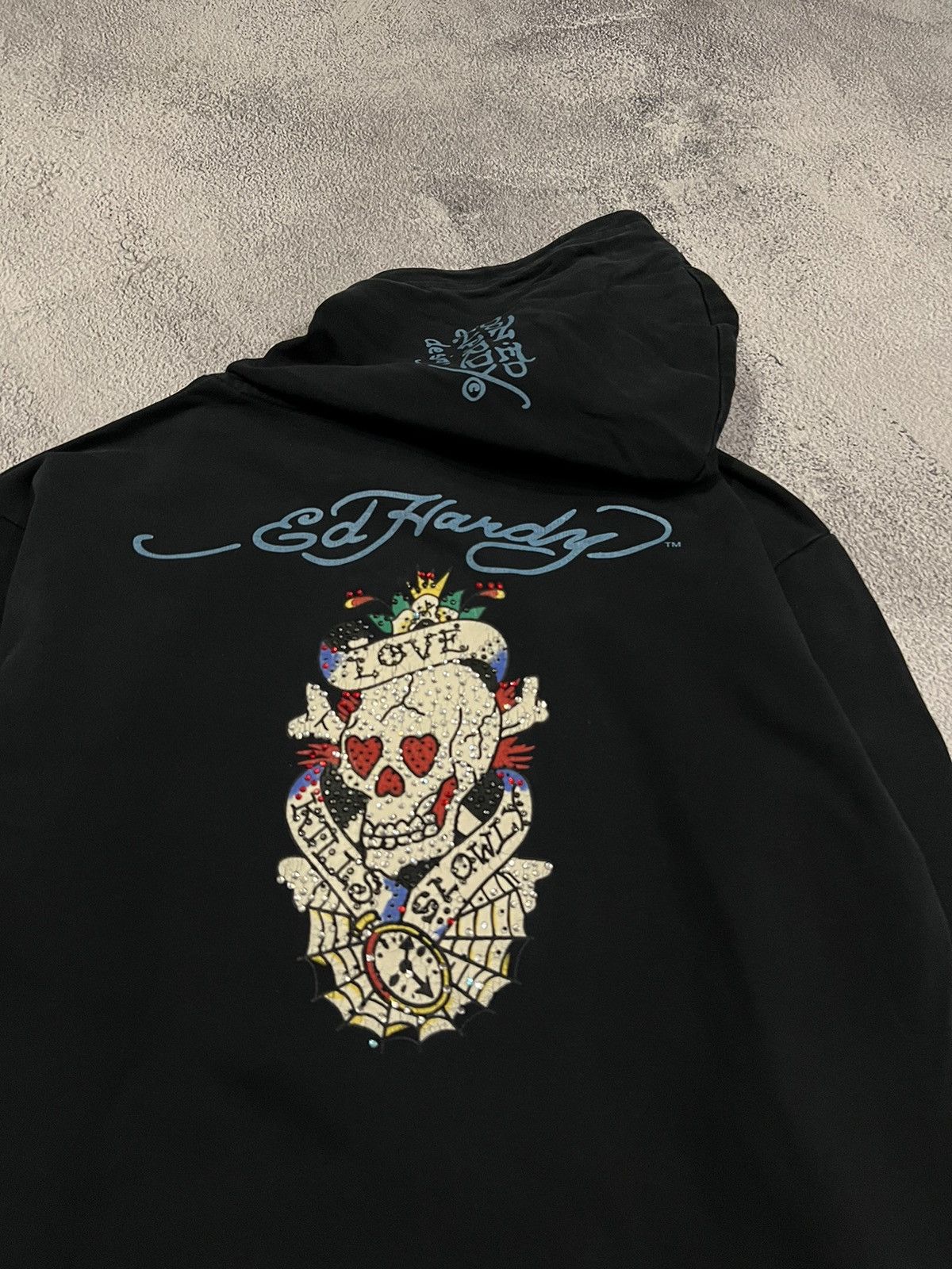 Ed Hardy Vintage Y2k Ed Hardy Skull ☠️ Big Logo Zip Hoodie 00’s Size S / US 4 / IT 40 - 10 Thumbnail