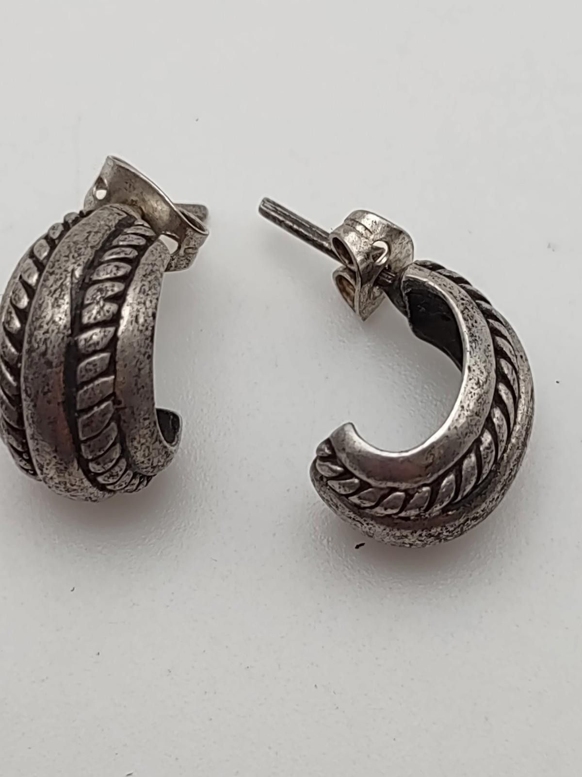The Unbranded Brand Sterling Silver Twisted Rope Hoop Earrings 6.6g 925 Size ONE SIZE - 1 Thumbnail
