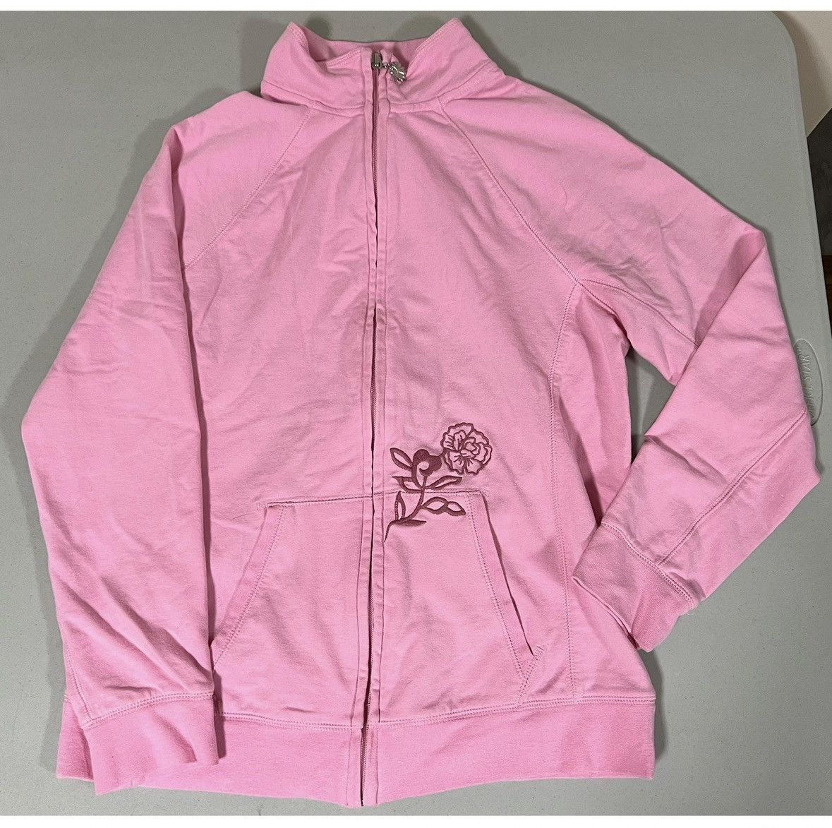 All Sport Pink Rose Floral Y2K Track Jacket Sweatshirt Outerwear XS 🌹✨ Size XS / US 0-2 / IT 36-38 - 1 Thumbnail