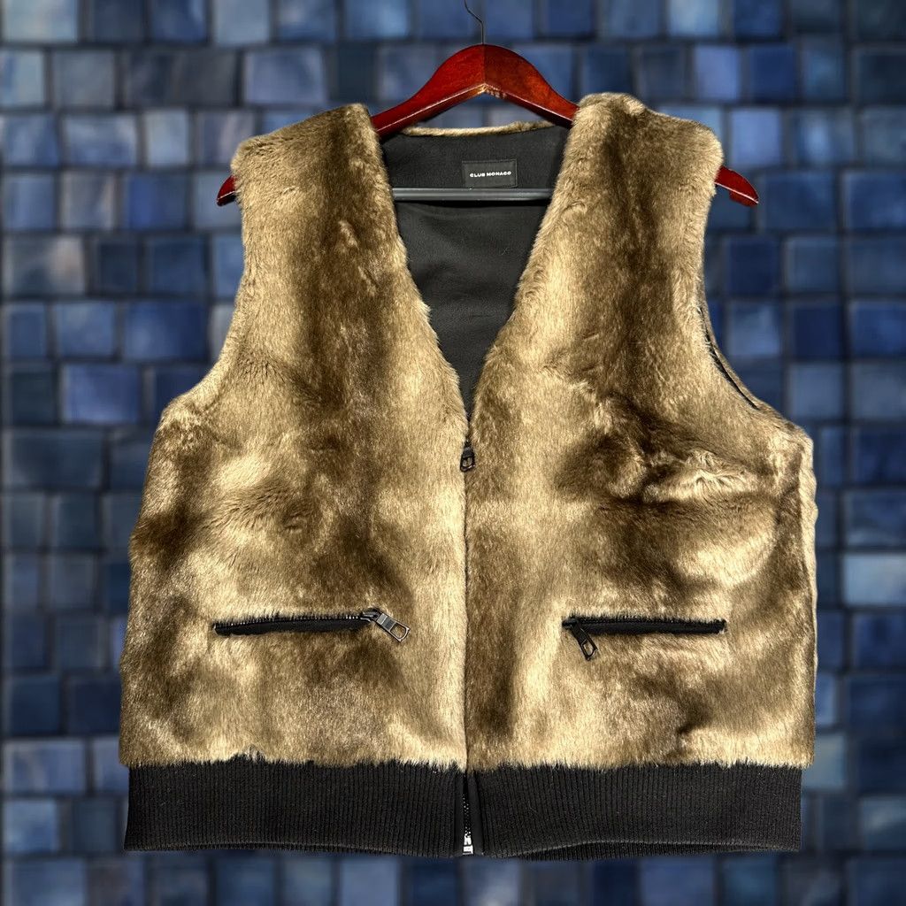 Club Monaco VINTAGE Club Monaco Vest Womens M Brown Faux Fur Zip Pockets Ribbed Hem Full Zip Size M / US 6-8 / IT 42-44 - 1 Thumbnail