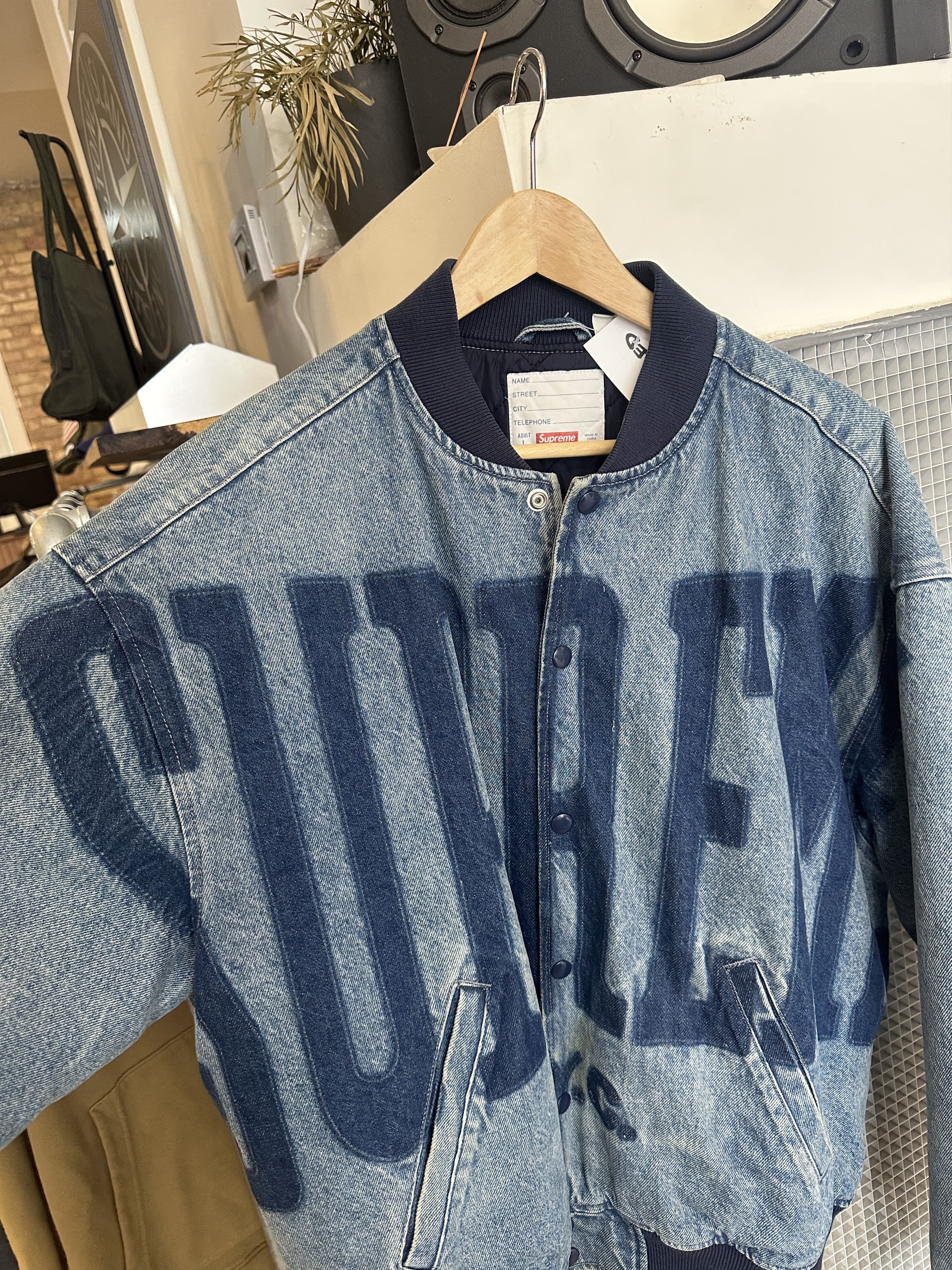 Supreme Supreme Washed Knockout Denim Varsity Jacket Size US L / EU 52-54 / 3 - 3 Thumbnail