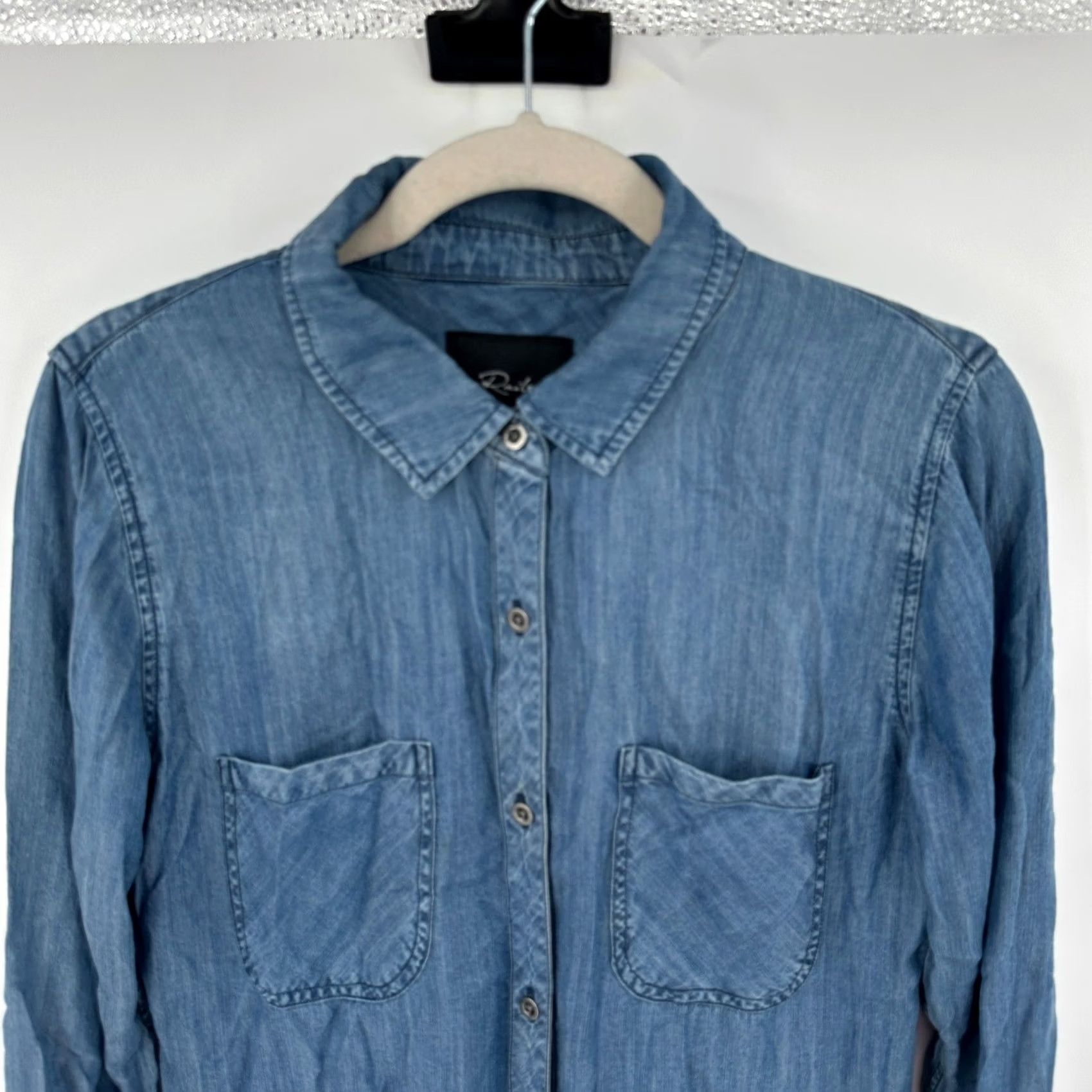 Rails Rails Kellen Dark Vintage Blue Tencel Button Down Shirt Womens XS INT624-076 Size XS / US 0-2 / IT 36-38 - 2 Thumbnail