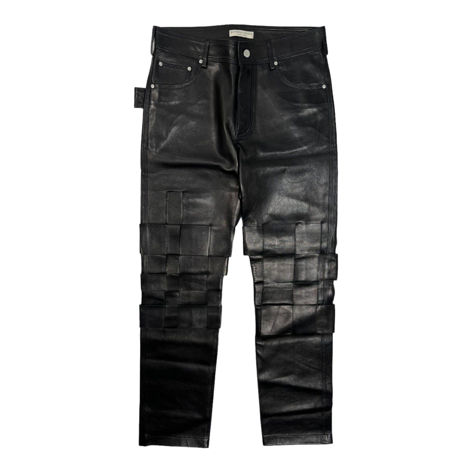 Bottega Veneta Quilted Leather Pants Black Size US 31 - 1 Thumbnail