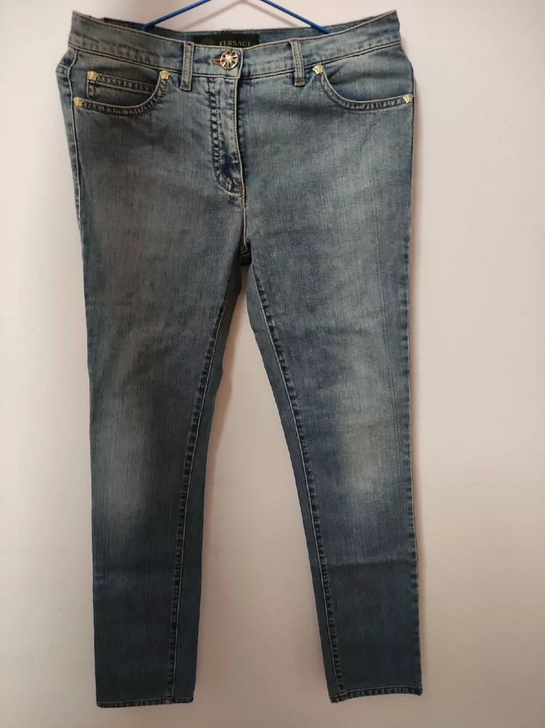 Versace Versace Women's Jeans Medusa Gold Flake Washed Pants Casua Size 26" / US 2 / IT 38 - 1 Thumbnail