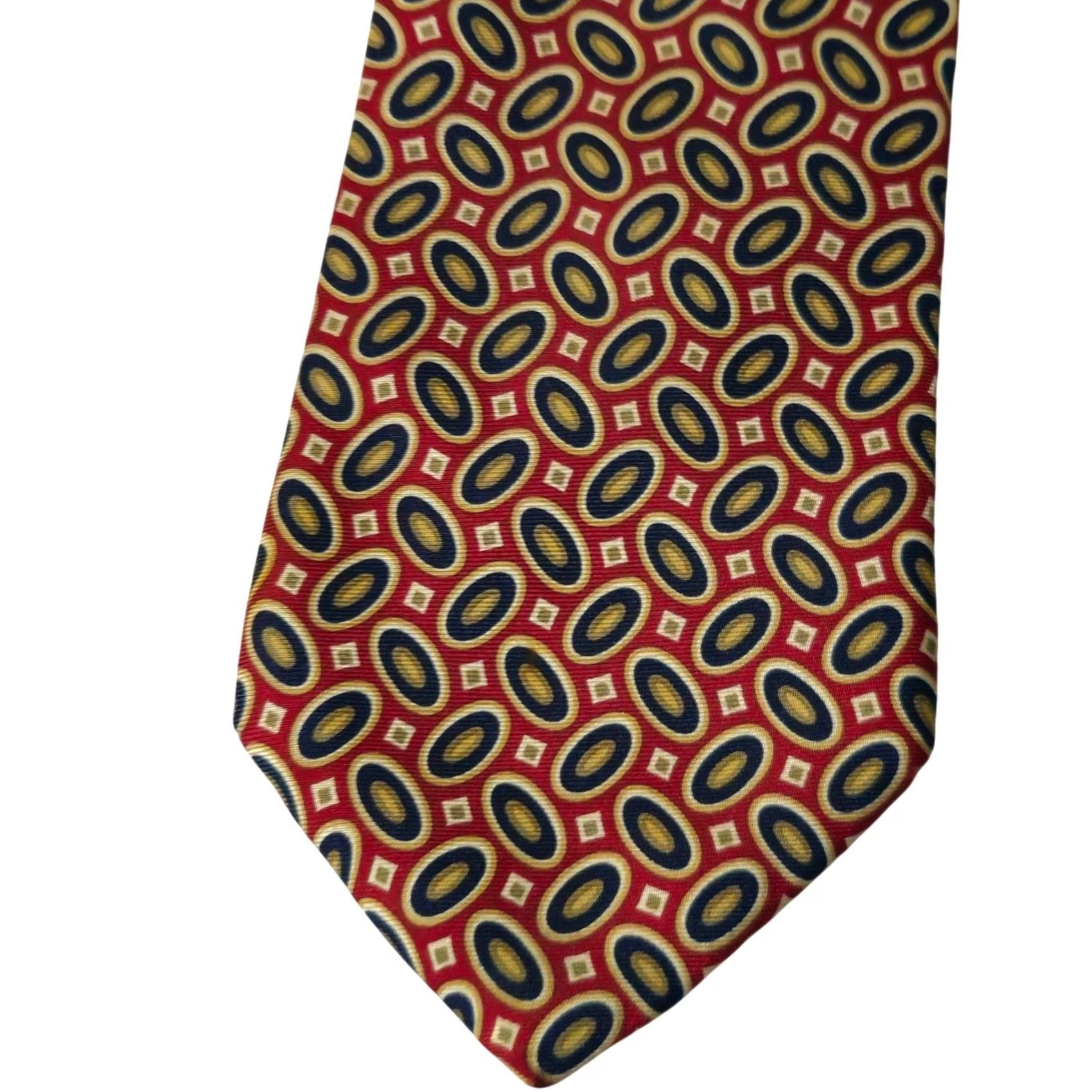 Brooks Brothers Brooks Brothers Necktie Mens Red Geometric Medallion Silk USA Made Tie Size ONE SIZE - 3 Thumbnail