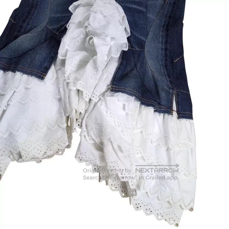 Comme des Garcons Comme Des Garcons size XS Denim lace spliced half skirt Size 23" - 5 Thumbnail