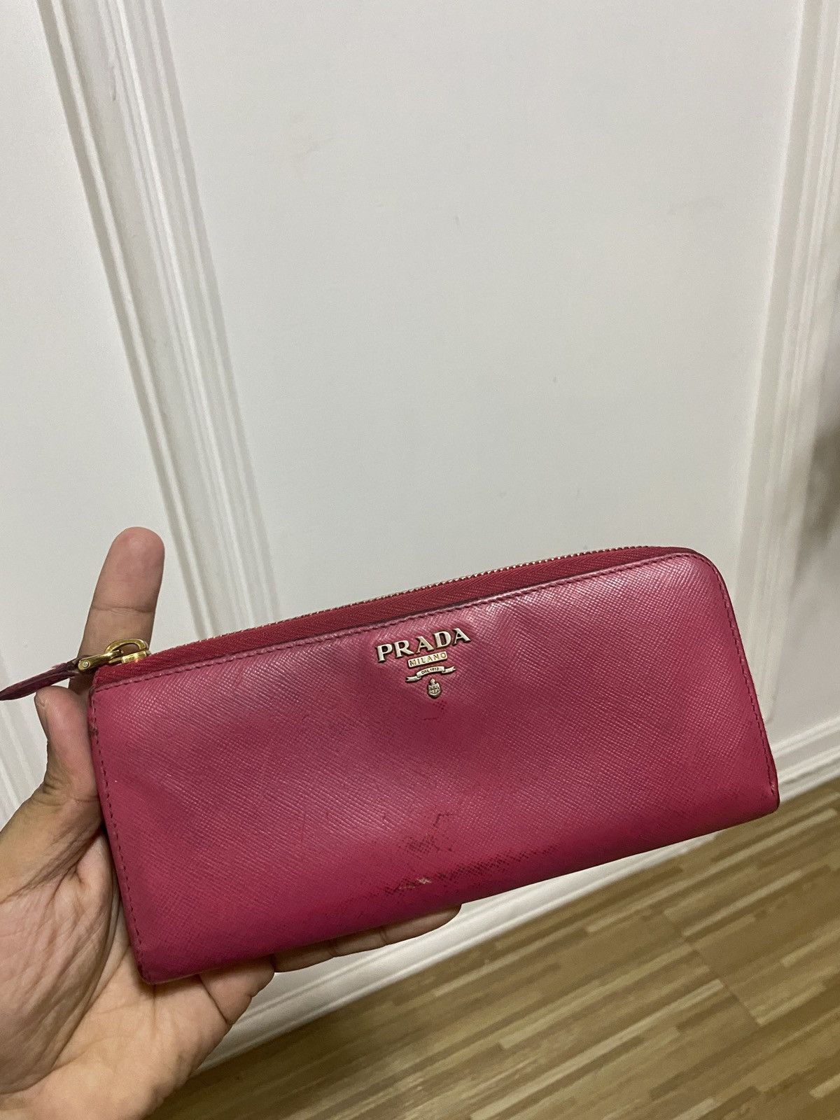 image of Vintage Prada Long Wallet in Pink, Women's