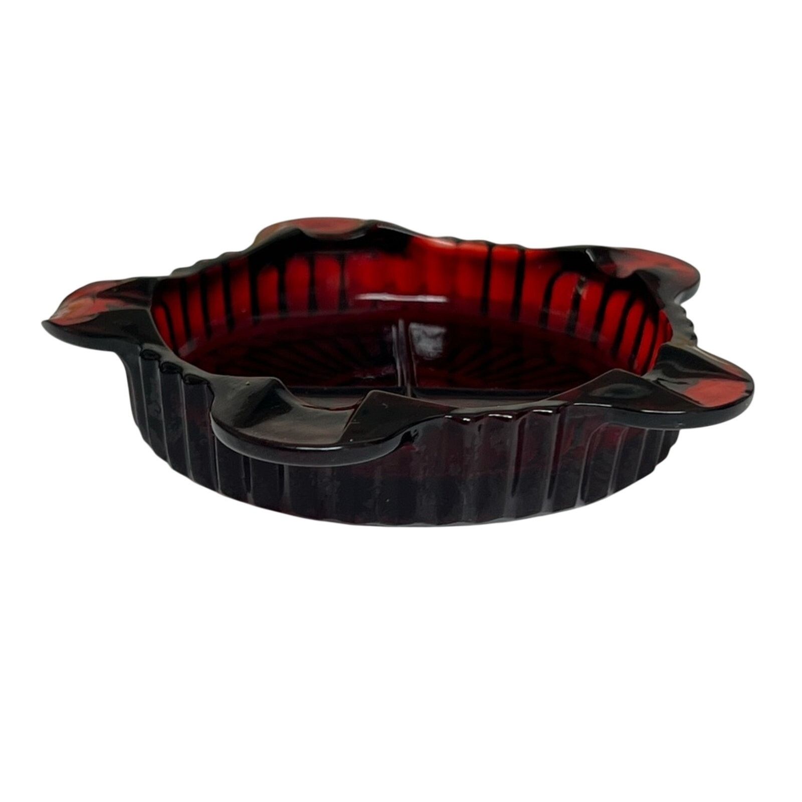 Vintage Vintage Ashtray Ruby Red Glass Fancy Design Size ONE SIZE - 2 Thumbnail