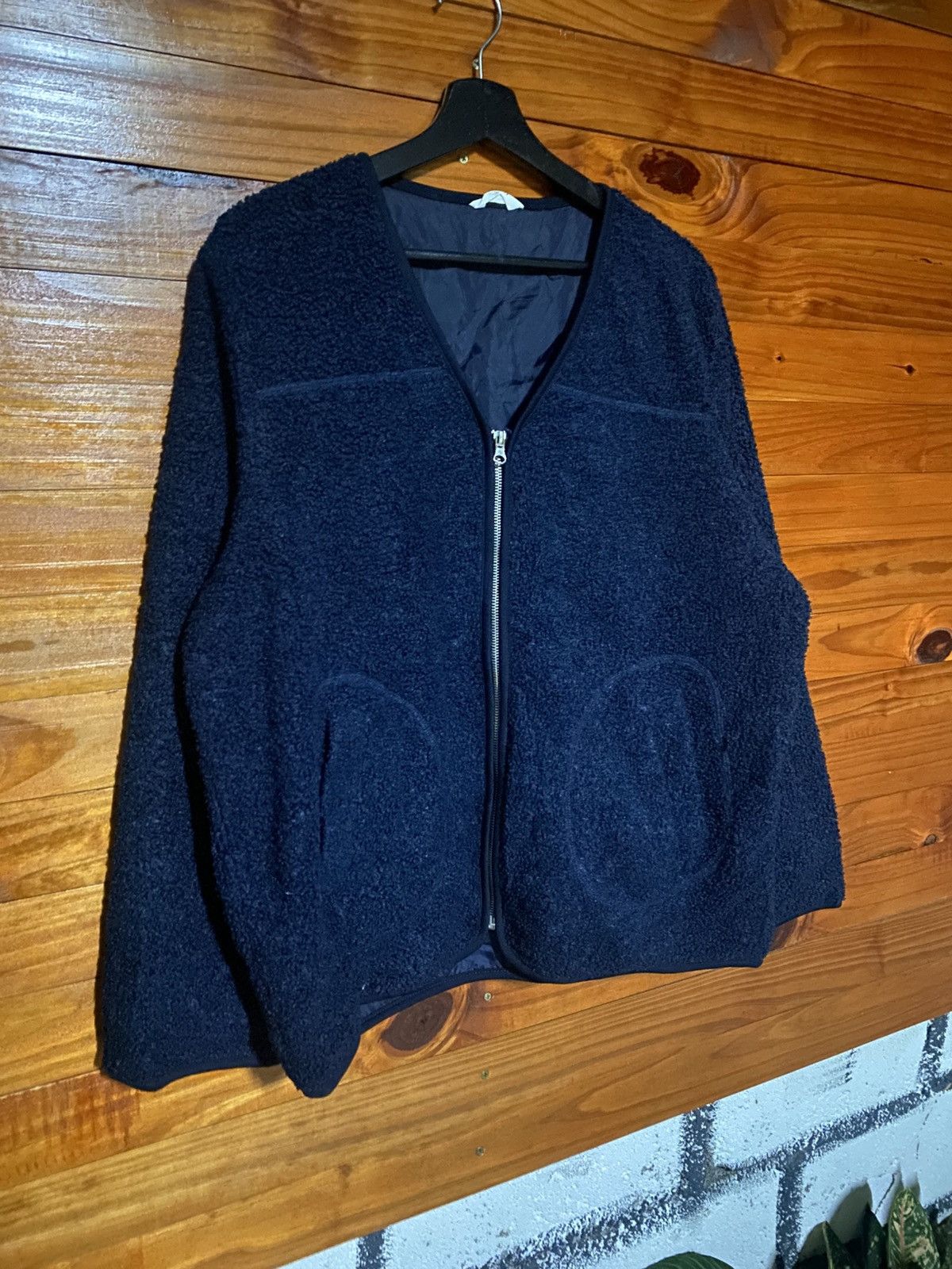 Japanese Brand CAFii Navy Fleece Zip Jacket – Modern Minimalist Japanese Size US XL / EU 56 / 4 - 5 Thumbnail