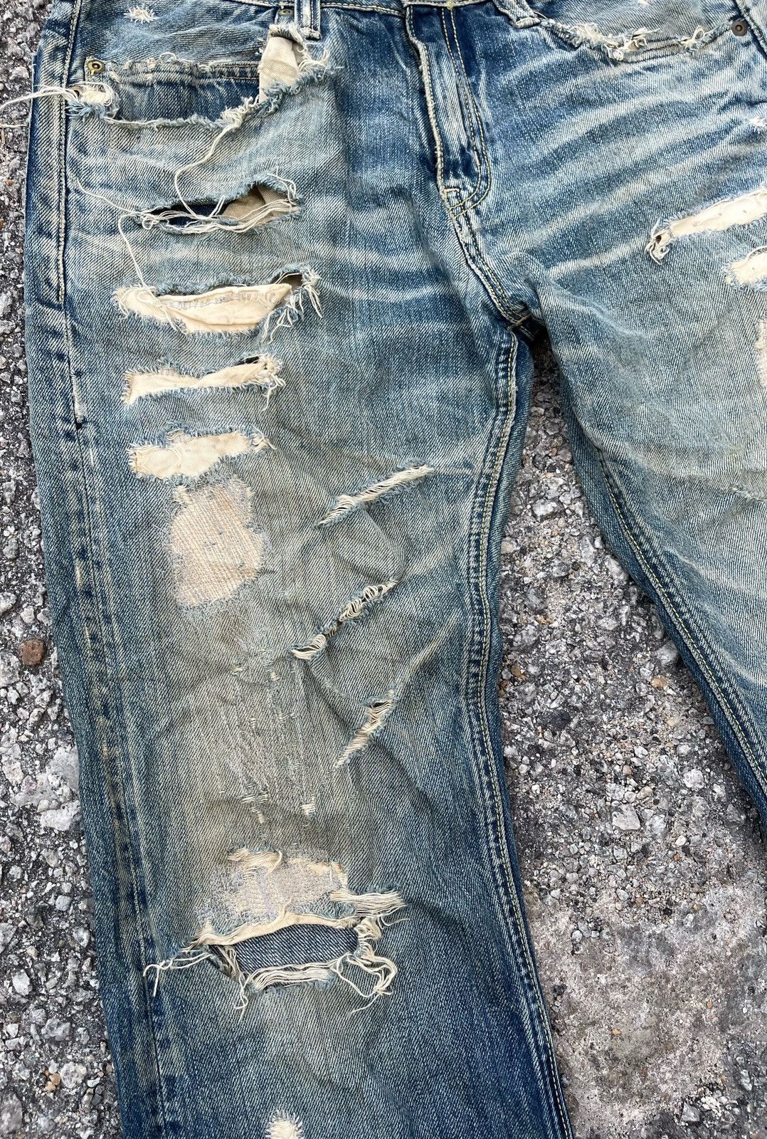 Blue Blue Japan 🔥Vtg 70's Blue Blue Japan Pure Indigo Distressed Denim Pants Size US 32 / EU 48 - 6 Thumbnail