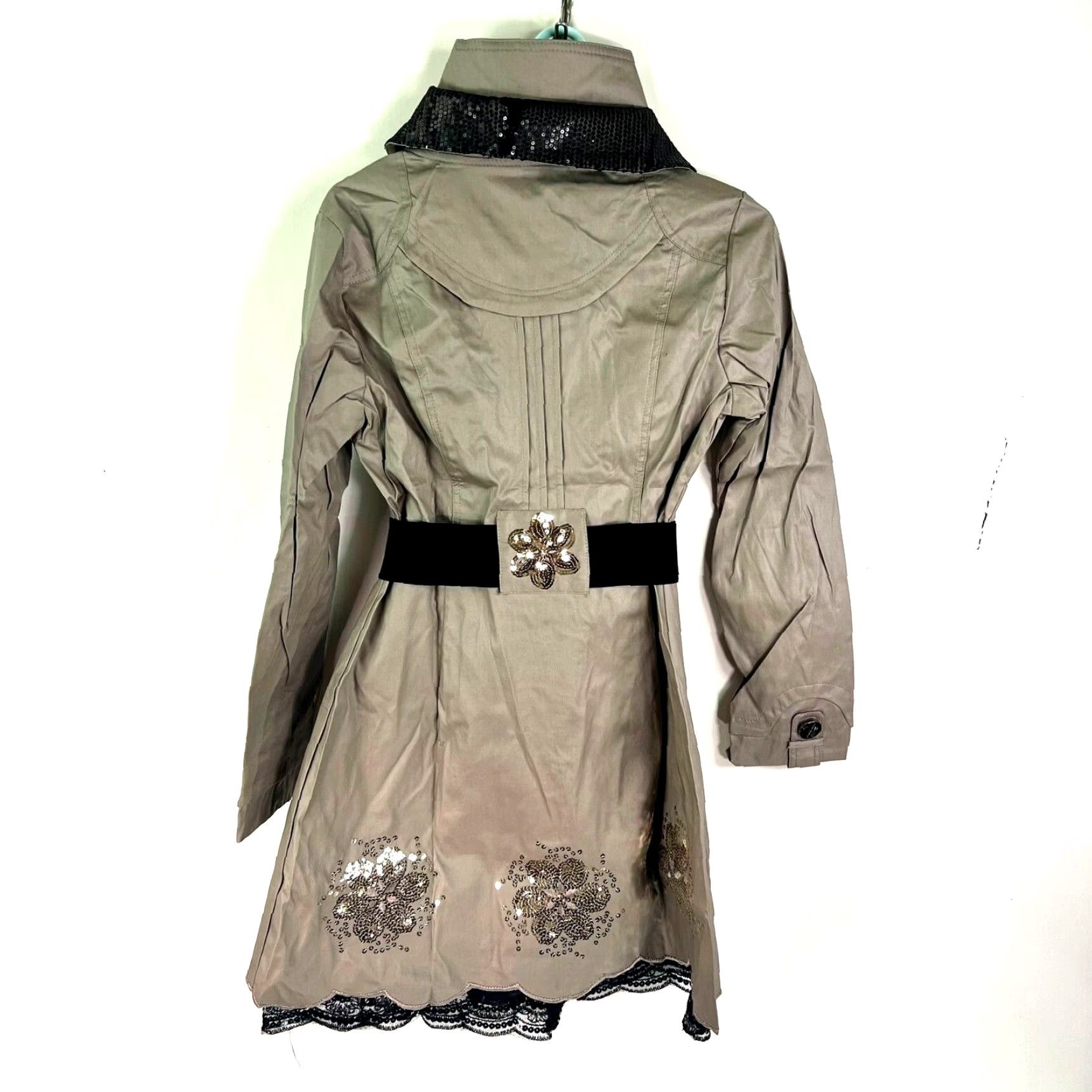 Max Mara Max Mara Coat Jr Size M Beige Double Breasted Belted Sequin Short Trench Womens Size 32" / US 10 / IT 46 - 6 Thumbnail