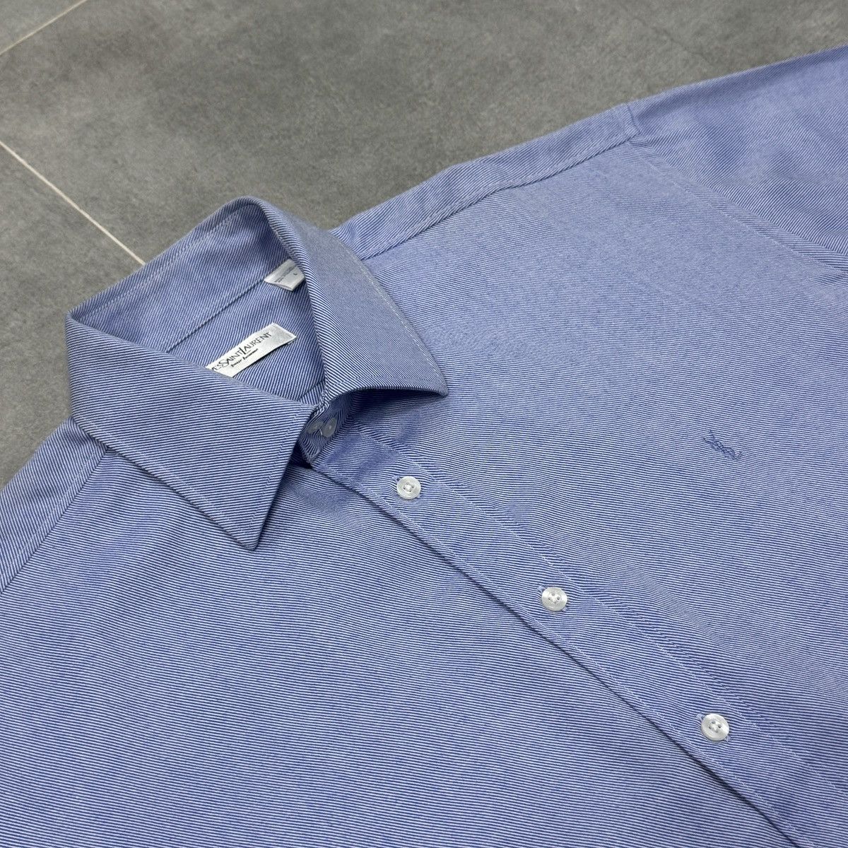 Yves Saint Laurent Vintage Yves Saint Laurent YSL Blue Button Shirt Long Sleeve Size US L / EU 52-54 / 3 - 9 Thumbnail