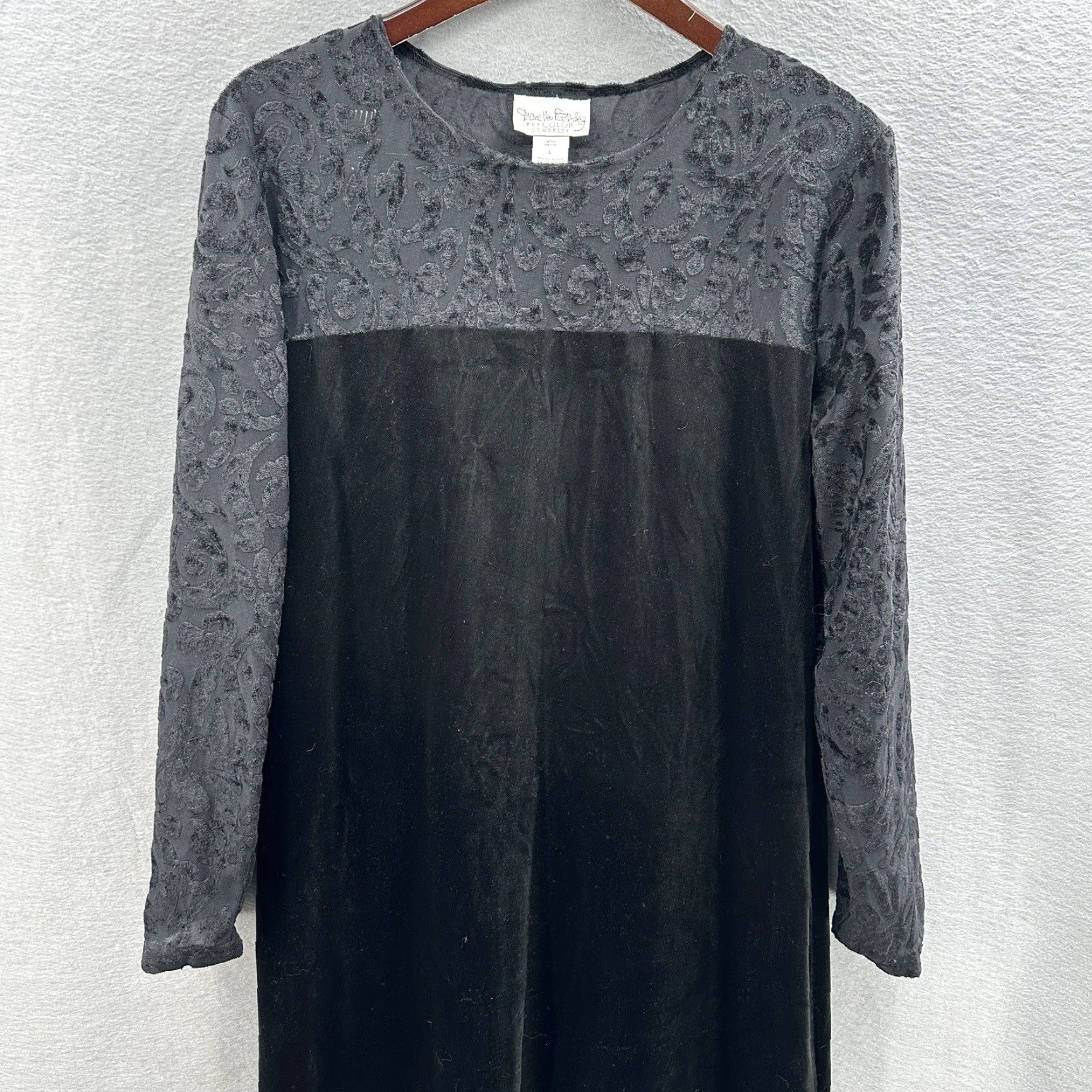 Diane von Furstenberg VINTAGE Diane von Furstenberg Black Velvet Maxi Dress Women L Bohemian Witchy 90s Dress Size L / US 10 / IT 46 - 2 Thumbnail