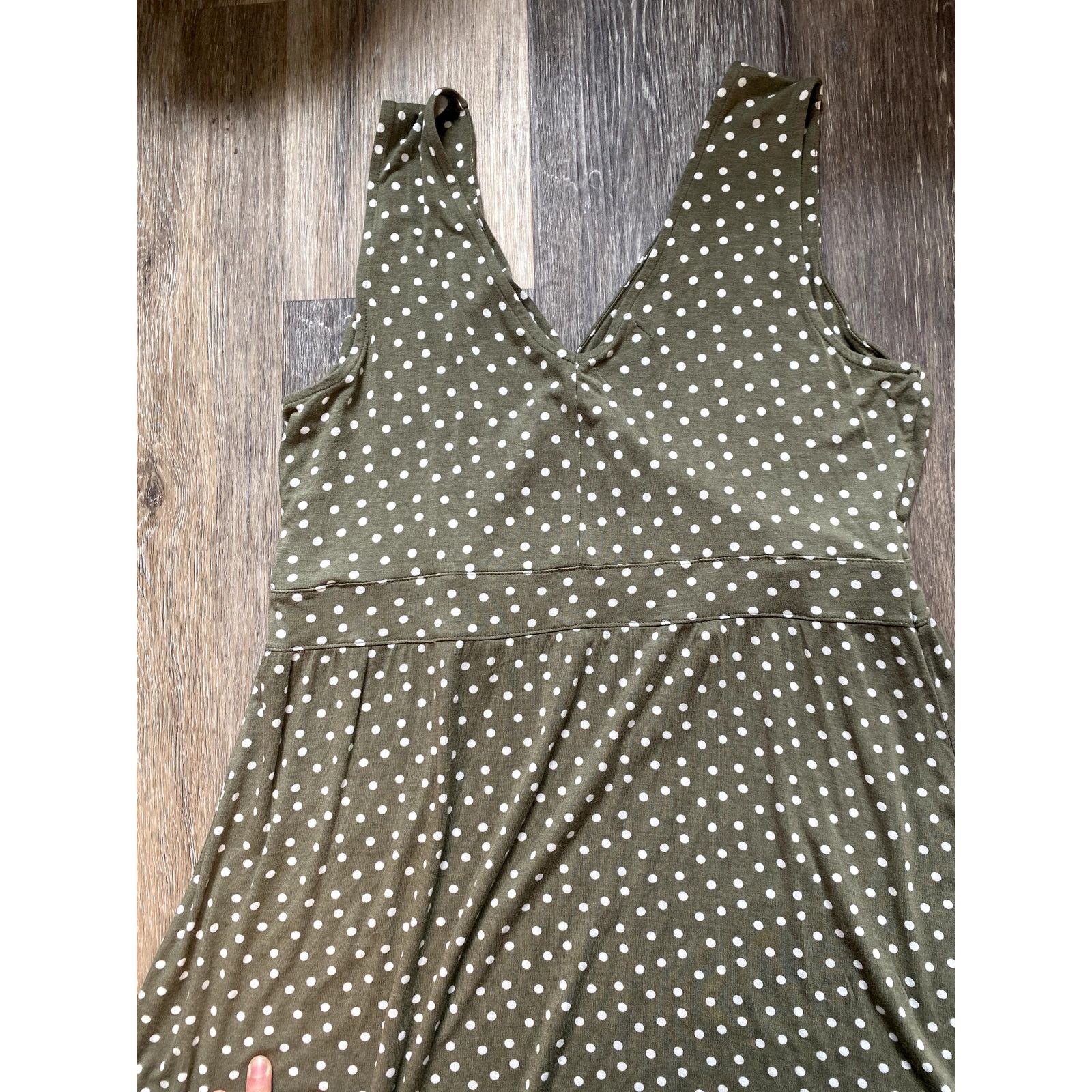 Other Maurices Polka Dot Green Midi Dress 0X Soft A-line Fit Flare Size XXL / US 16-18 / IT 52-54 - 4 Thumbnail