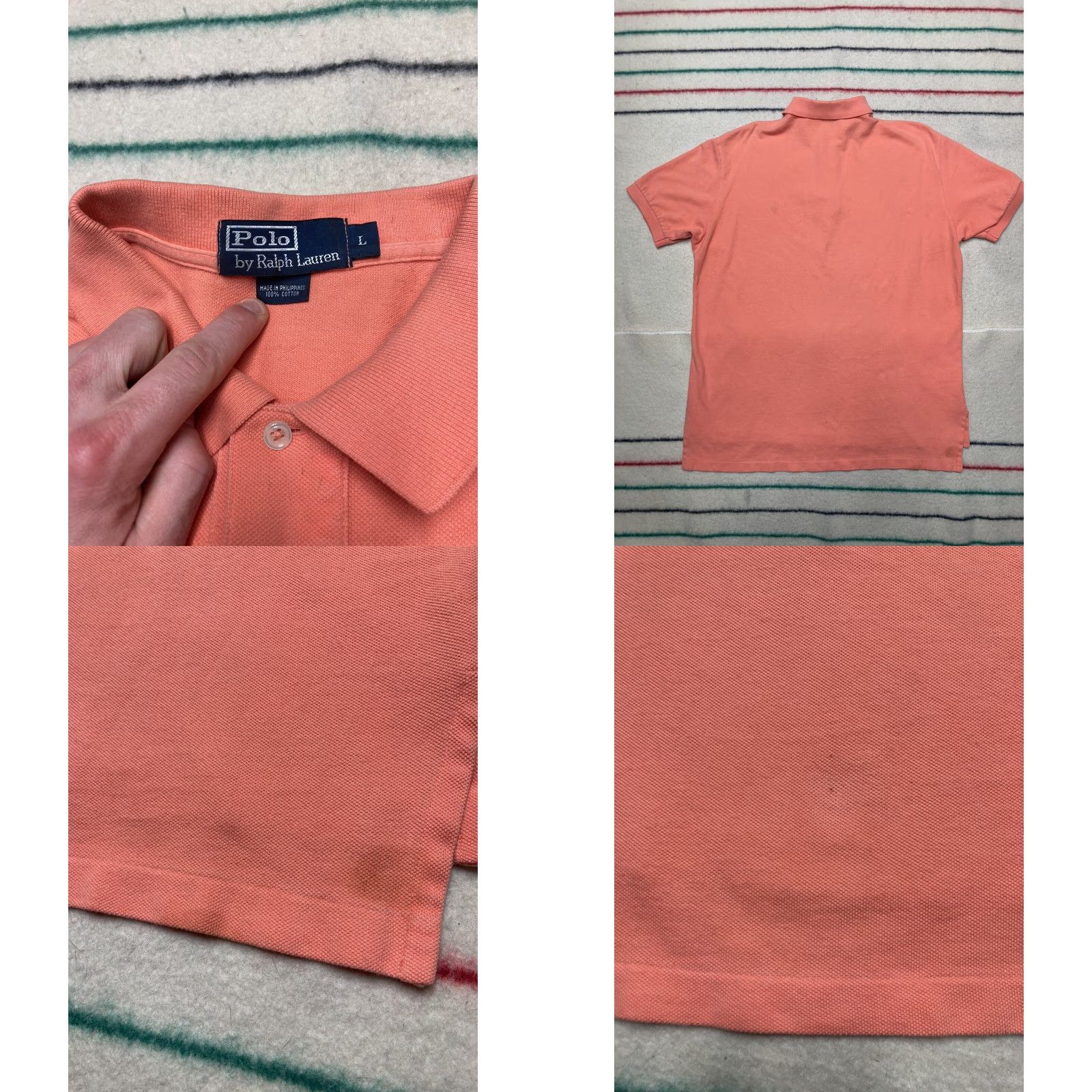 Polo Ralph Lauren VINTAGE Polo Ralph Lauren polo shirt embroidered horse peach orange cotton men’s Large Size US L / EU 52-54 / 3 - 8 Thumbnail