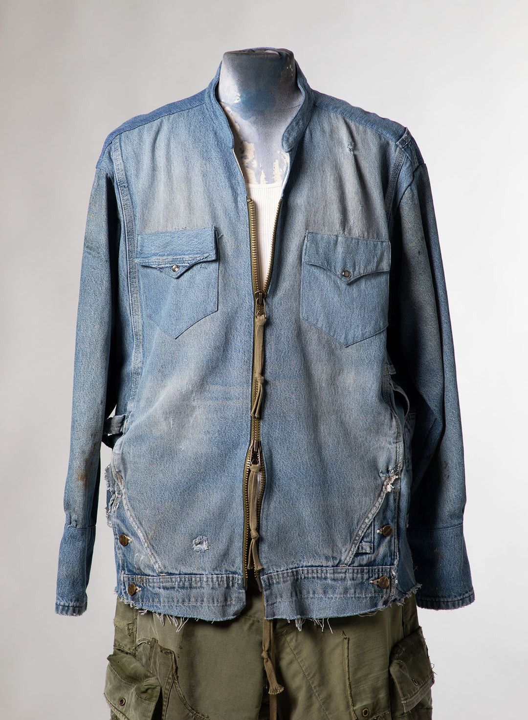 Greg Lauren $1495 Greg Lauren Mixed Vintage Denim Western Zip Studio Size US XL / EU 56 / 4 - 3 Thumbnail