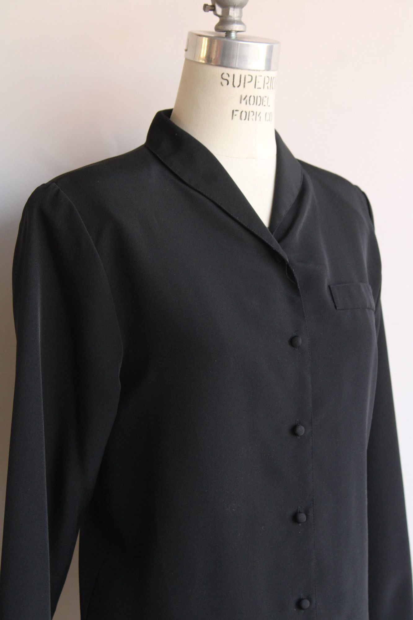 Vintage Vintage 1990s Blouse, Neil Martin Black Long Sleeve Shirt wi Size M / US 6-8 / IT 42-44 - 6 Thumbnail