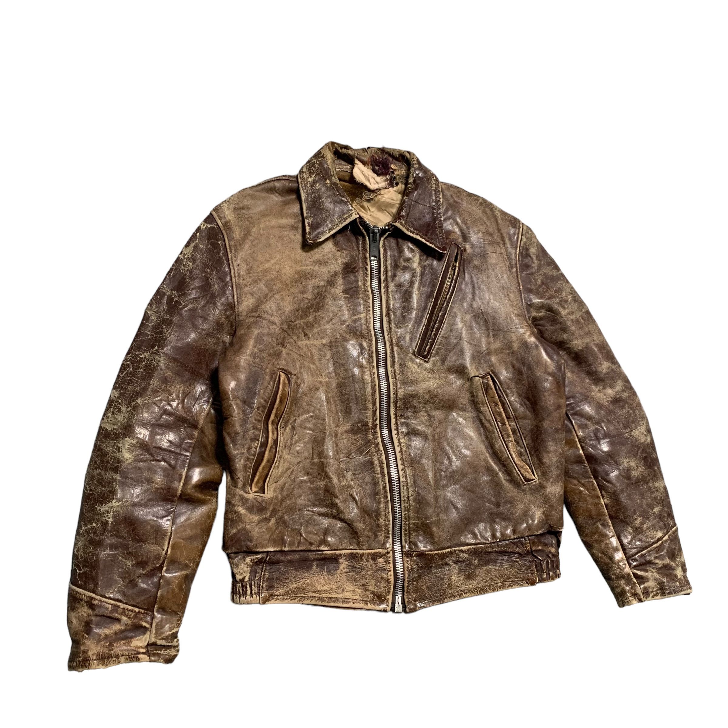 Vintage True Vintage 60s Leather Jacket Scovill Zipper Size US M / EU 48-50 / 2 - 2 Thumbnail