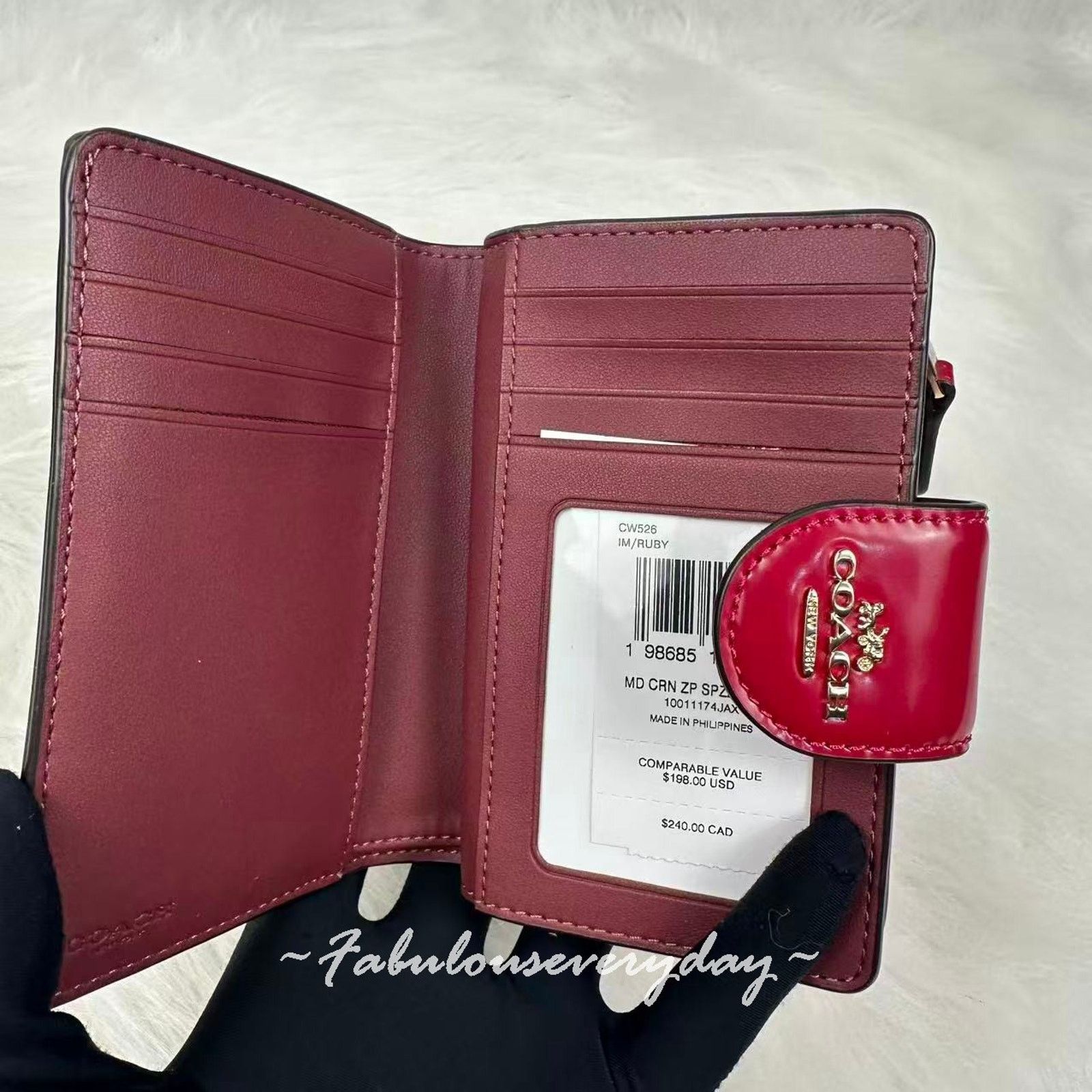Coach Coach Medium Corner Zip Wallet In Leather/Gold Ruby CW526 Size ONE SIZE - 6 Thumbnail