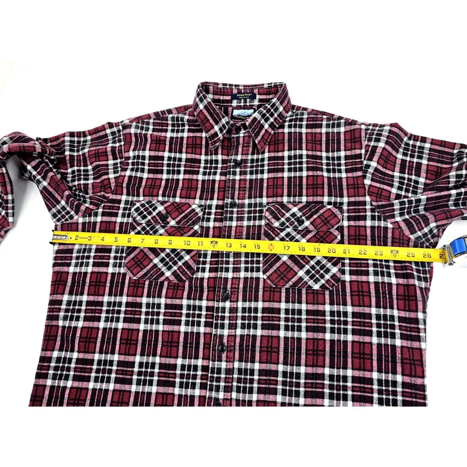 Vintage VTG Fieldmaster Perma Prest Flannel Shirt Men XL – Red Black Plaid Outdoor Size US XL / EU 56 / 4 - 4 Thumbnail