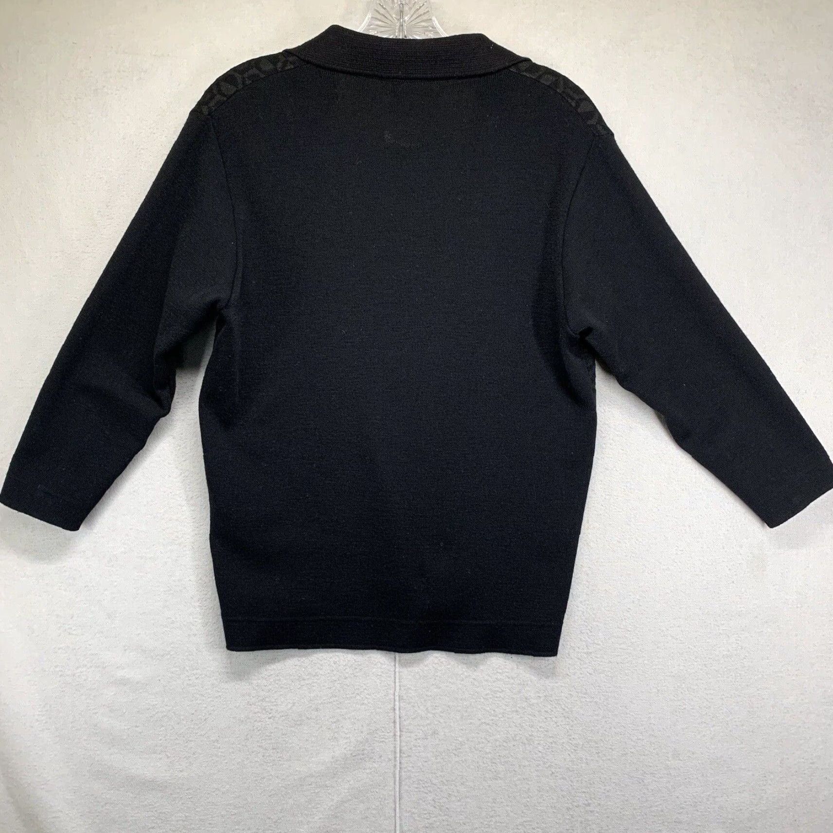 Vintage Vintage German Collard Knit Cardigan Sweater Breiden Bach Black Geometric XS Size XS / US 0-2 / IT 36-38 - 2 Thumbnail