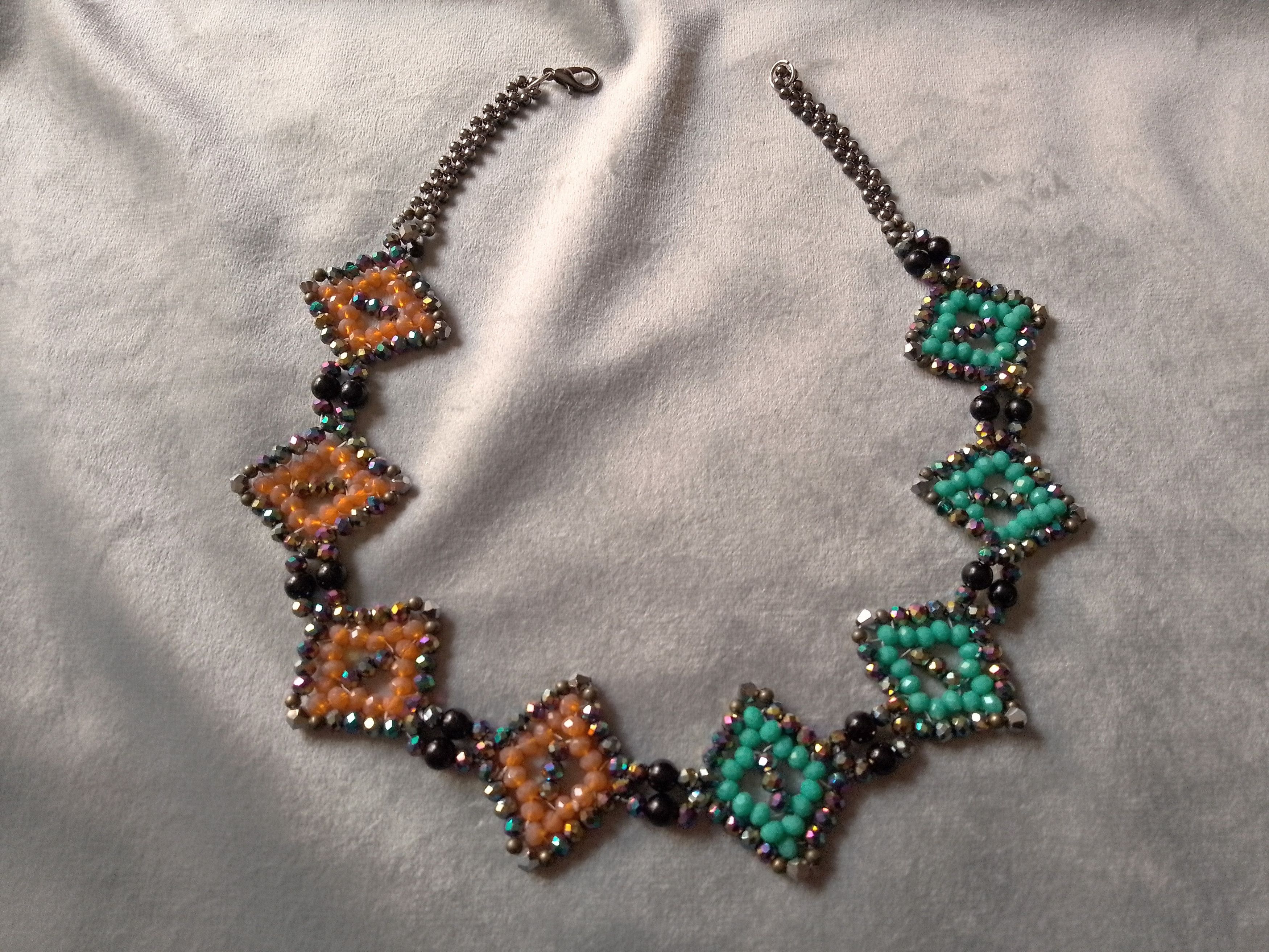 Handmade Necklace Green Pink Crystal Geometrical Shape Elegant Size ONE SIZE - 2 Thumbnail