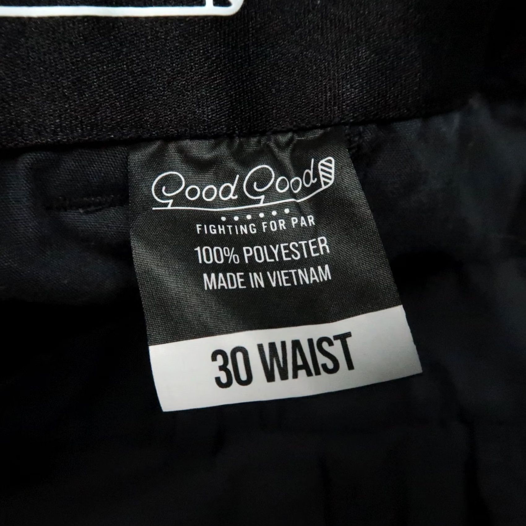 Vintage Good Good Golf Pants Mens 30x31 Black Chino Flat Front Stretch Pockets Tapered Regular Size 30 Inseam 31 Zip Button Front Back Pockets Size US 30 / EU 46 - 7 Thumbnail