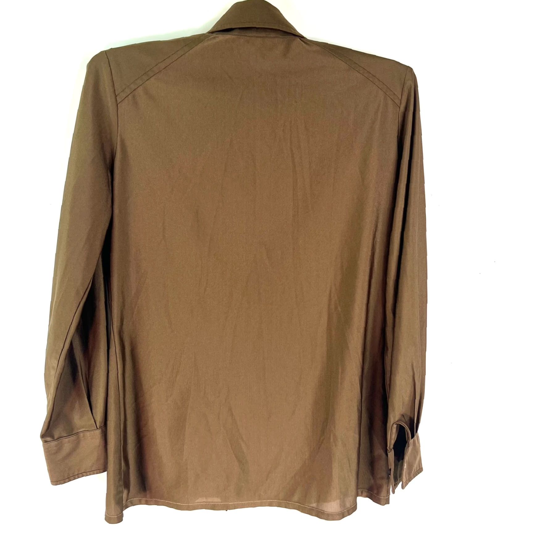 Vintage VINTAGE Adelaar Button Up Blouse Womens L Brown Polyester 100% GENUINE USA MADE ILGWU 80s Button Up Blouse Womens L Brown Poly Classic 80s Mens/Womens Size L / US 10 / IT 46 - 4 Thumbnail