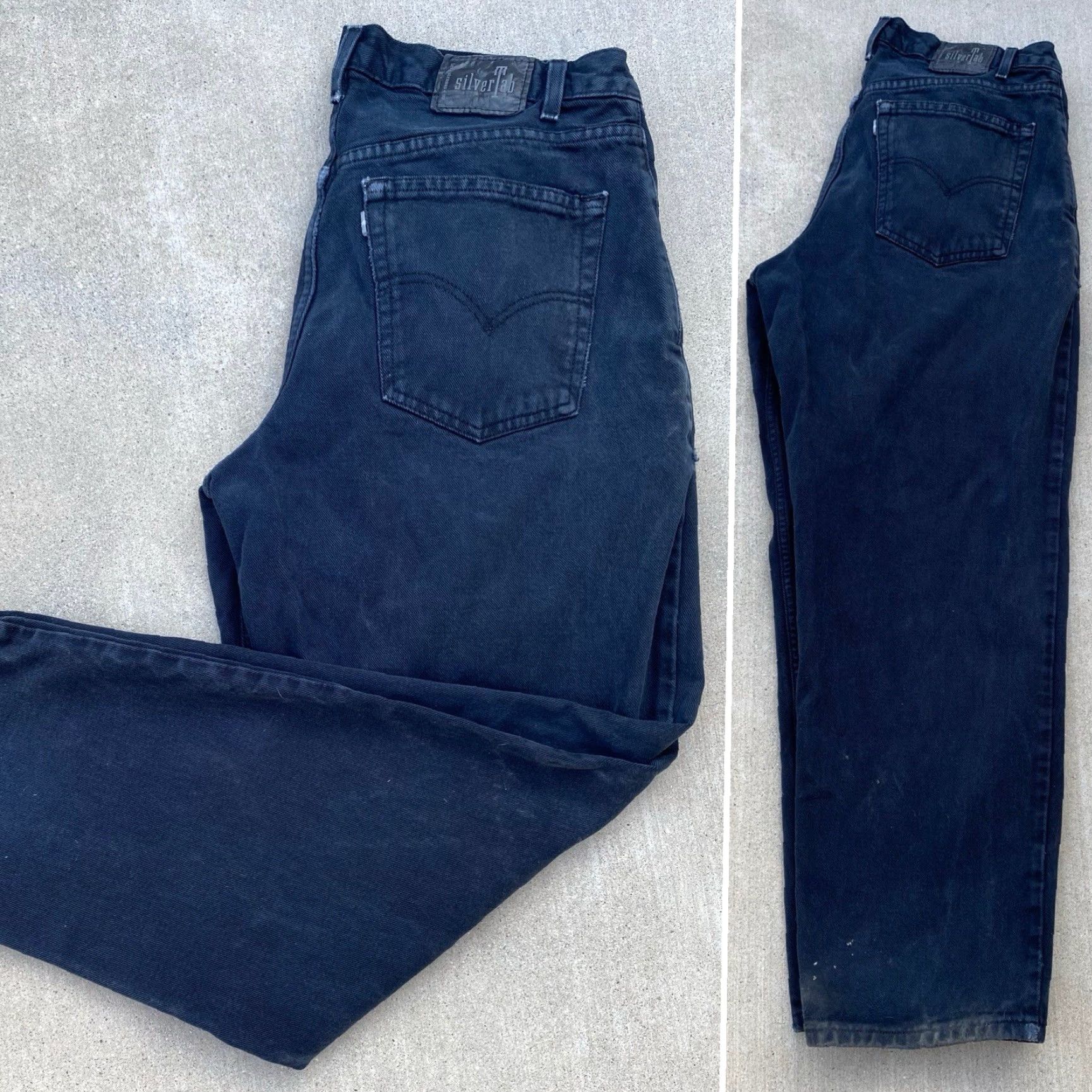 Vintage VINTAGE SilverTab Levi's Baggy Jeans Black Distressed 36x32 Jeans Mens 5-Pocket Denim High Rise Tapered 100% Cotton Registed? Size US 36 / EU 52 - 7 Thumbnail