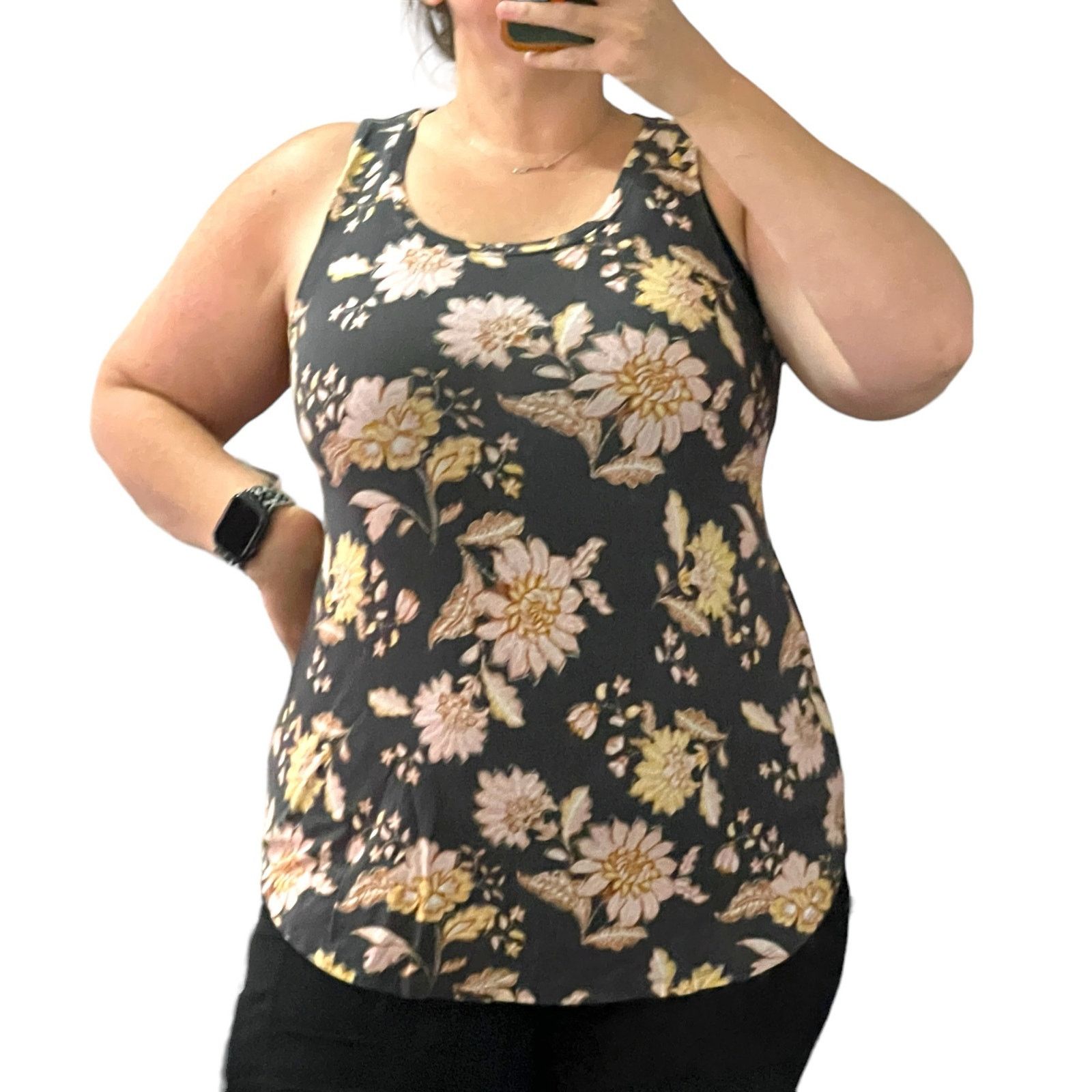 Old Navy Luxe SMALL Floral Round Neck Super Soft Tank Top Size S / US 4 / IT 40 - 8 Thumbnail