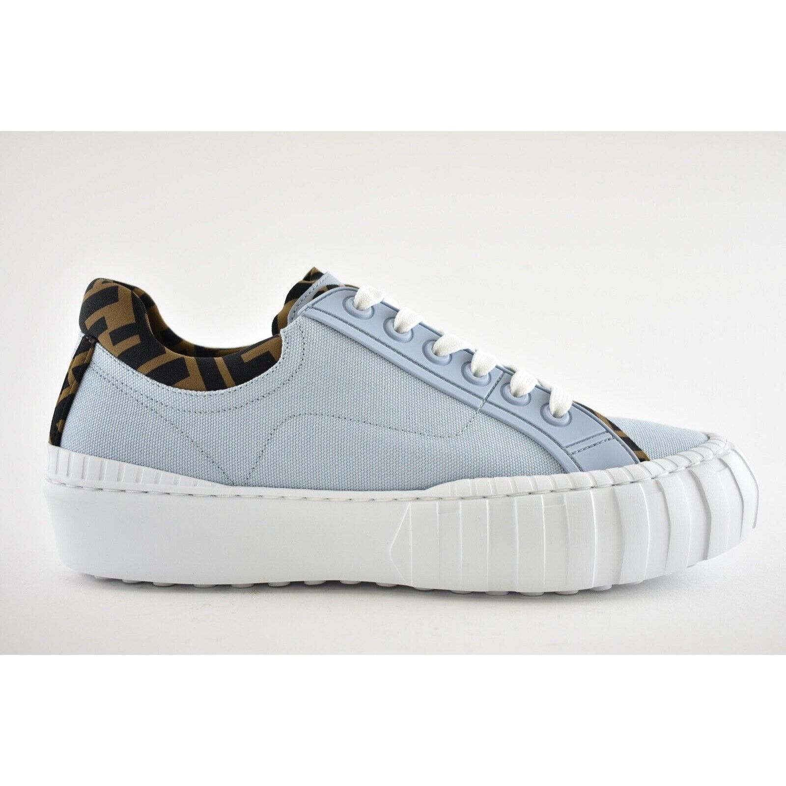Fendi Fendi Force Blue Canvas White Platform Low Top Sneaker 35.5 Size US 5.5 / IT 35.5 - 3 Thumbnail