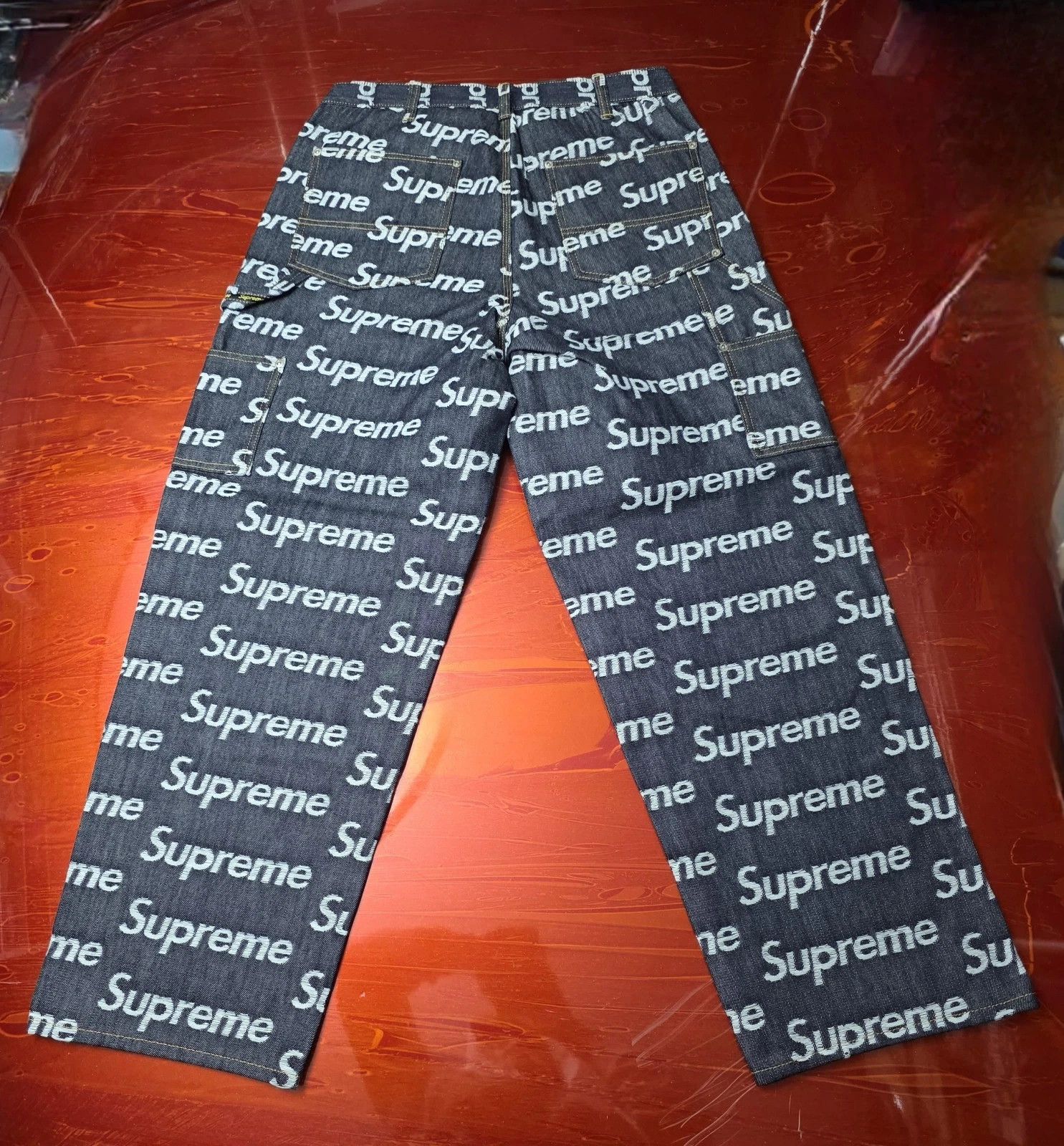 Supreme Supreme Jacquard Logos Double Knee Denim Painter Jeans Sz