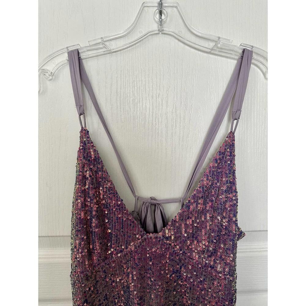 Designer Free People Gold Rush Mini Dress Sequin Lilac Size XS / US 0-2 / IT 36-38 - 4 Thumbnail