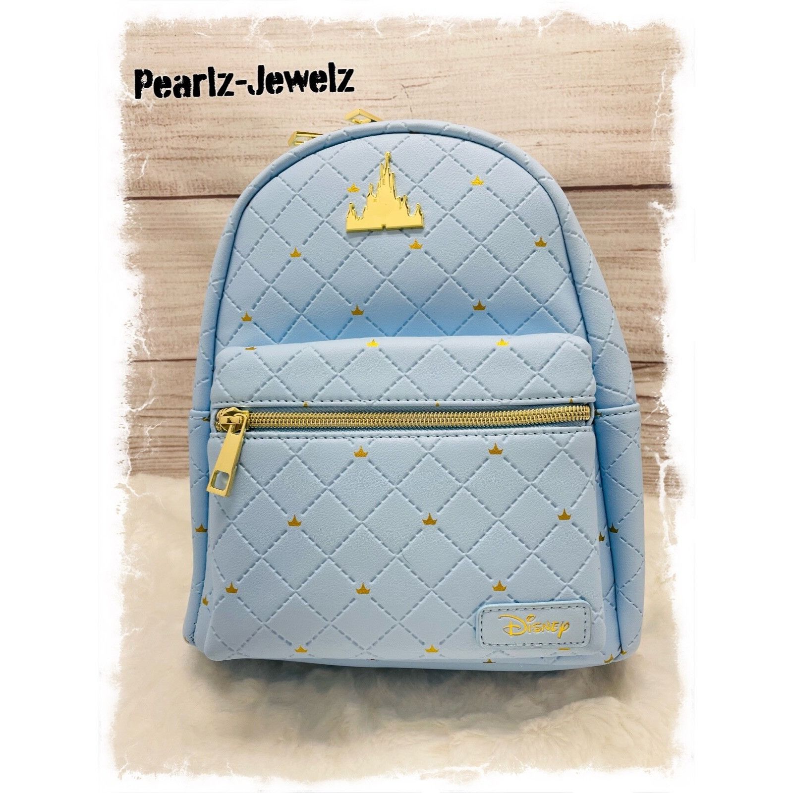 Disney Loungefly Disney Princess Castle Blue Quilted Mini Backpack Size ONE SIZE - 1 Thumbnail