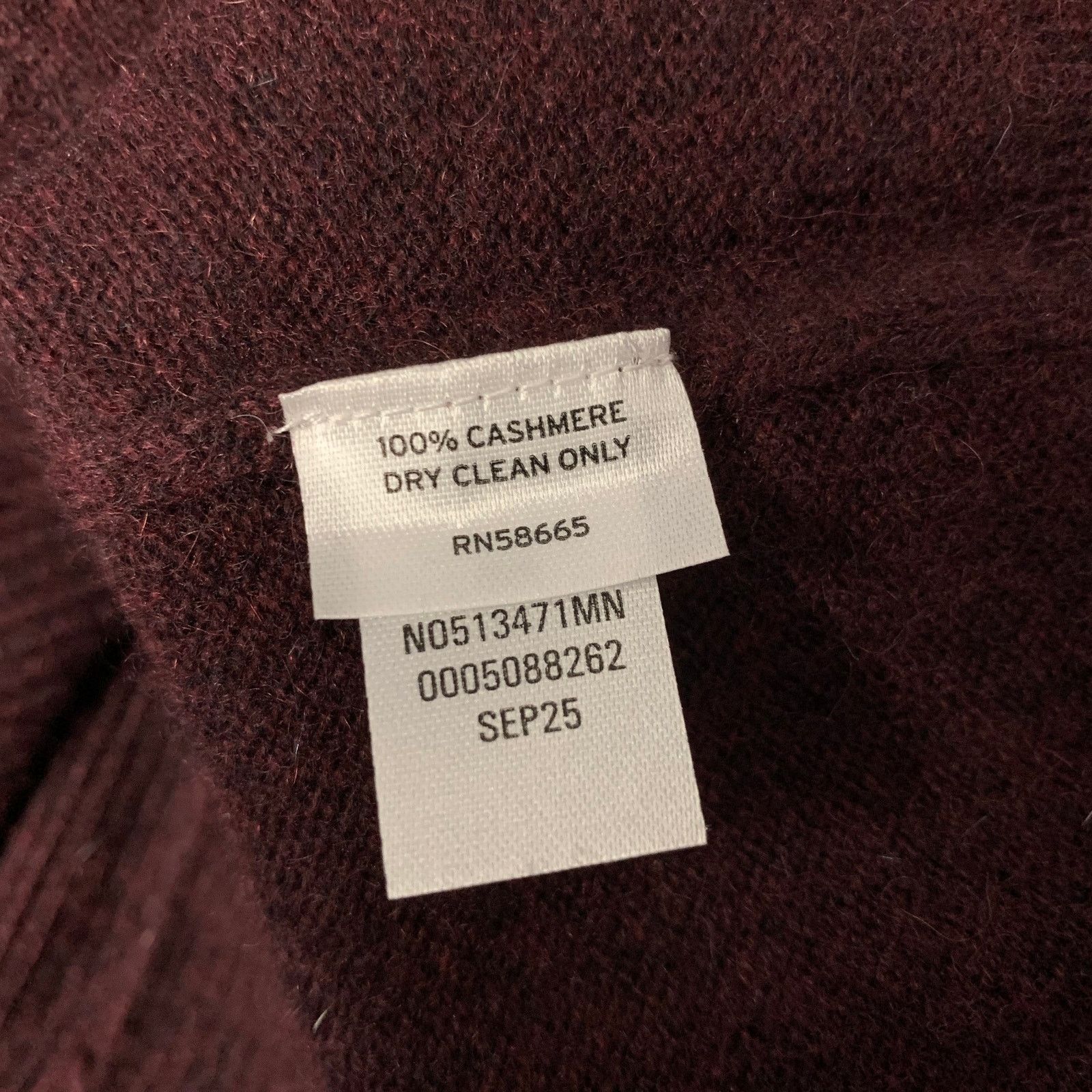 Nordstrom NORDSTROM Burgundy Knitted Cashmere Crew-Neck Sweater Size US XL / EU 56 / 4 - 6 Thumbnail
