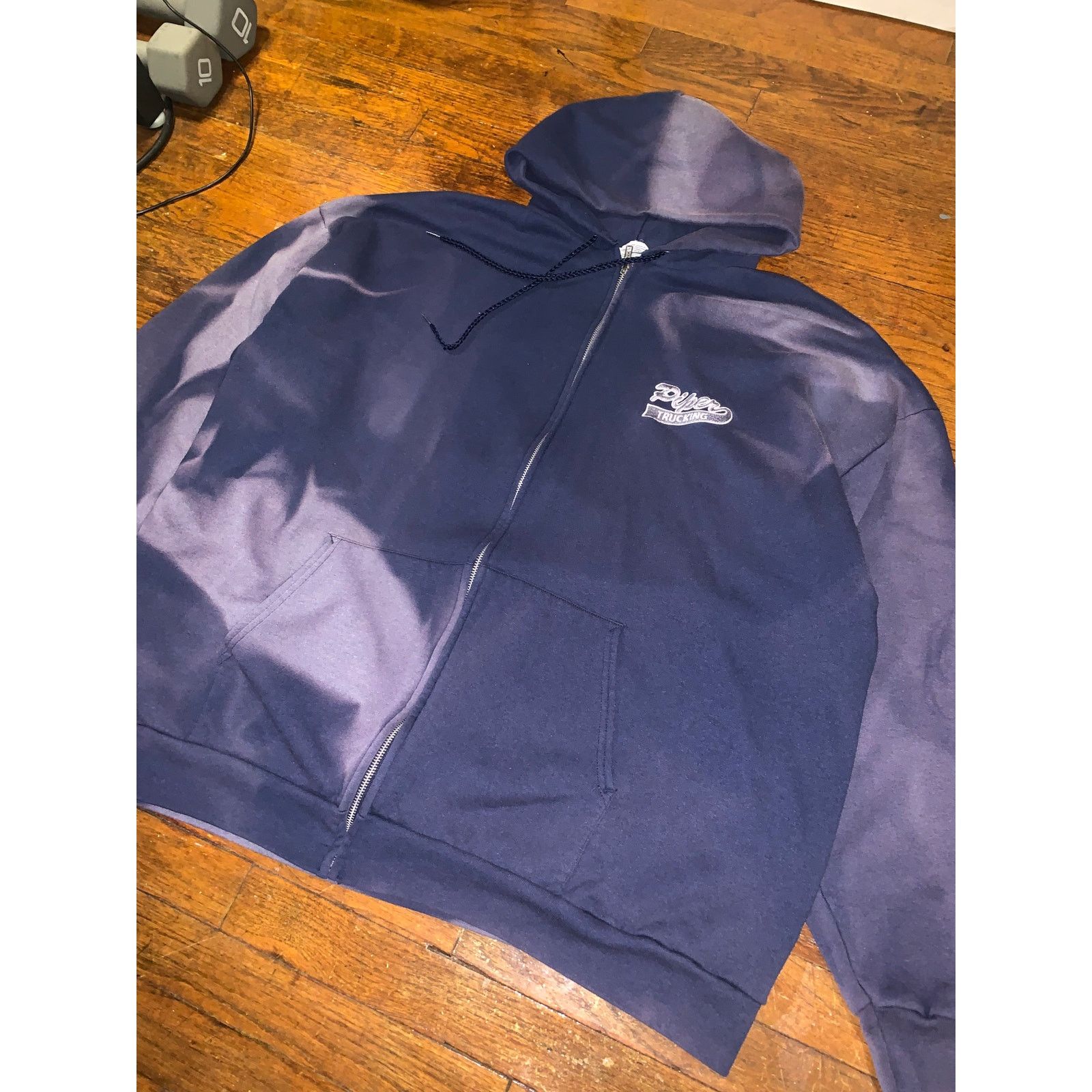 Port & Company × Vintage Distressed Sun Faded Piper Trucking Zip Hoodie Navy Blue 3XL Size US XXL / EU 58 / 5 - 5 Thumbnail