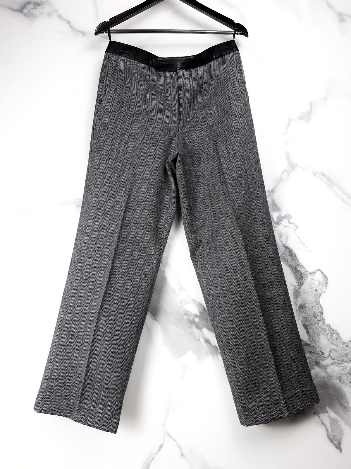Gucci AW00 Gucci Tom Ford Leather Trim Herringbone Trousers Pants Size US 32 / EU 48 - 1 Thumbnail