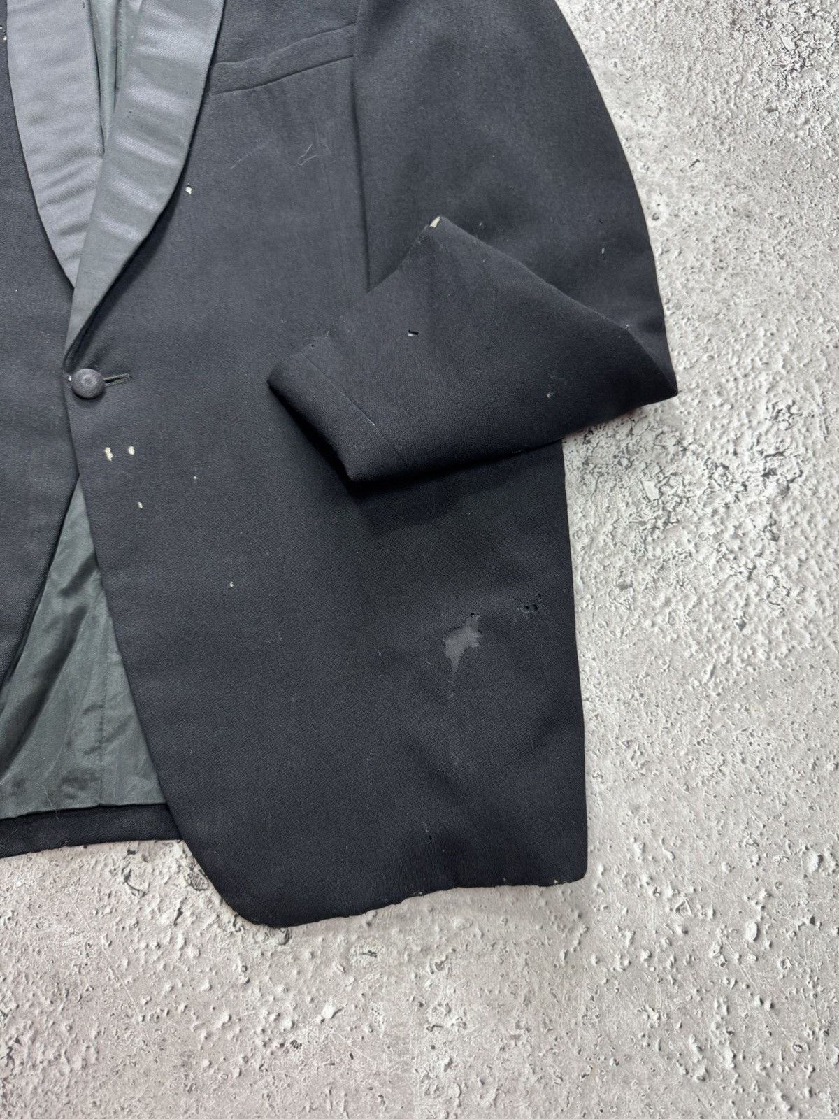 Other Vintage Black Tuxedo Blazer One Button Leather Shawl Collar Size 36R - 9 Thumbnail