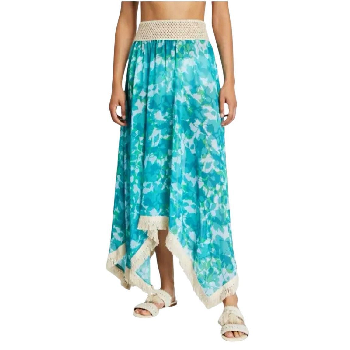 Ramy Brook Ramy Brook Floral Printed Riviera Skirt Turquoise XS S Handk Size 27" / US 4 / IT 40 - 1 Thumbnail