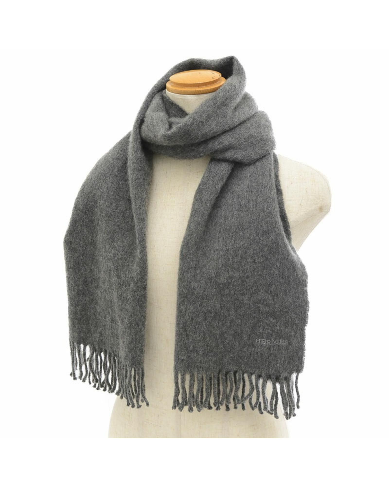 image of Hermes Gray Cashmere Stole in Grey, Women's